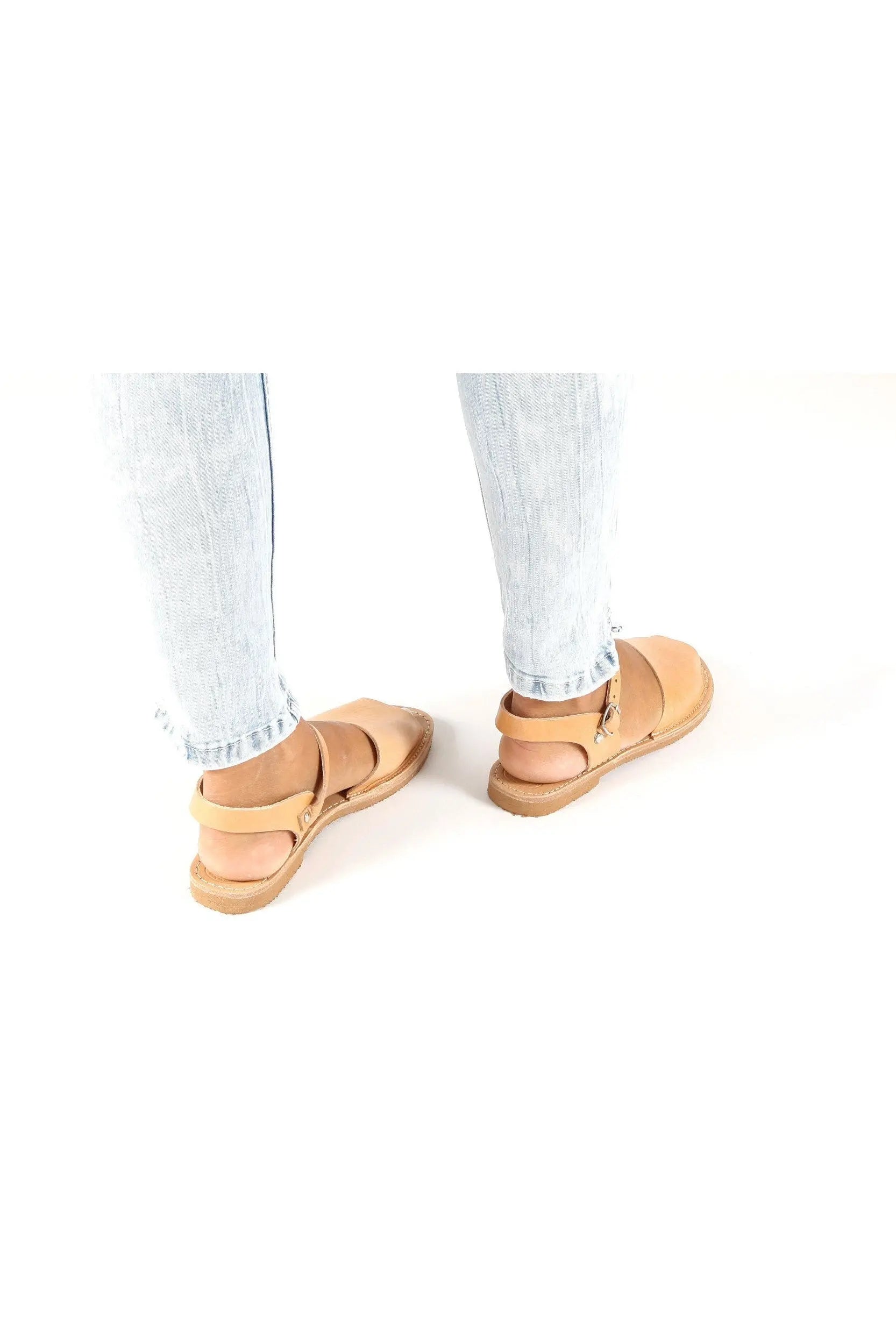 CLEO Natural, Griechische Sandalen, Womens Greek Sandals, Leather Summer mules, Sandales cuir, Flat Slingbacks