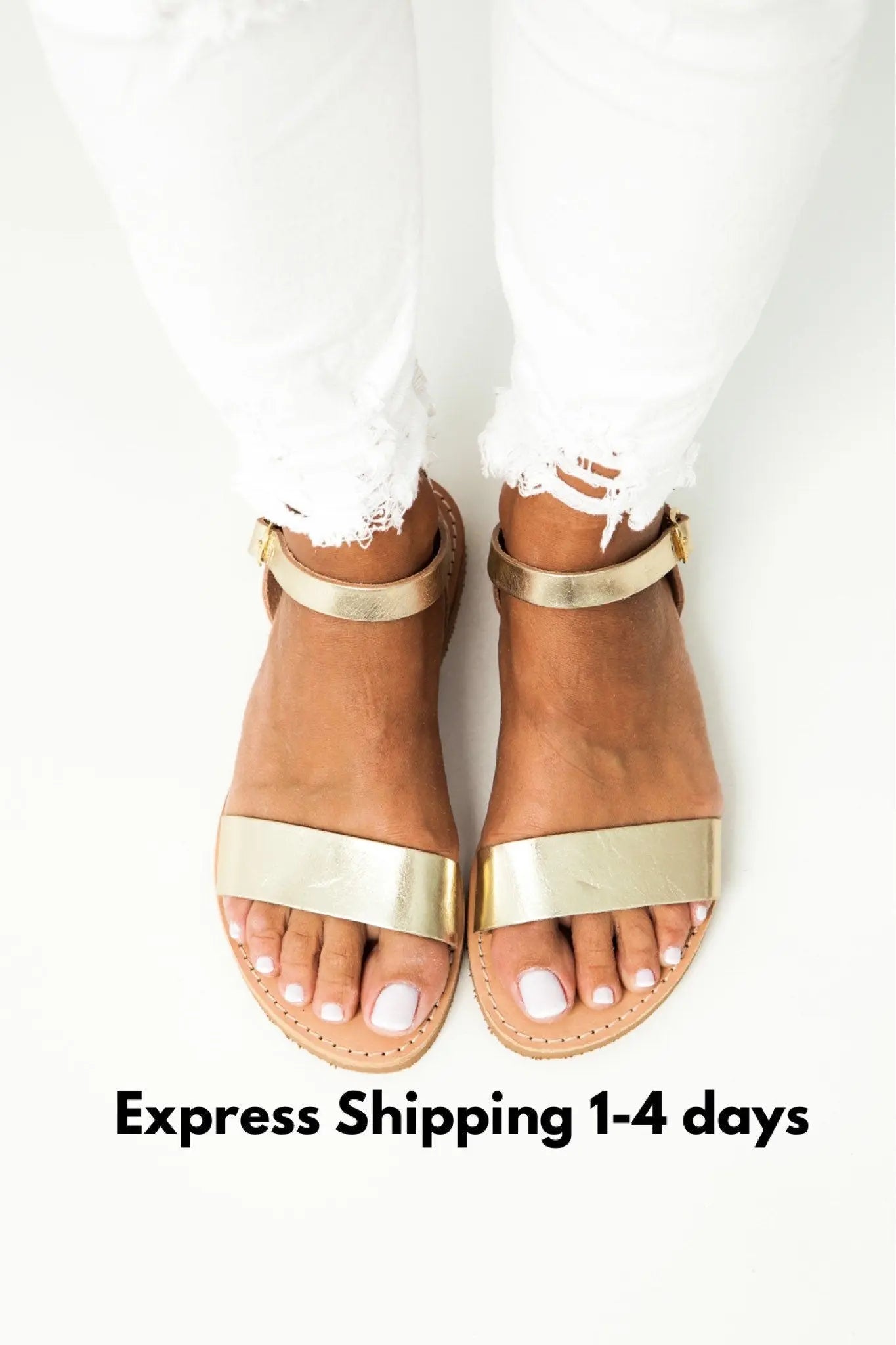 Greek Sandals Gold Leather Sandals Women Flat Summer Sandals Griechische Sandalen, Sandales Grecques dorées, Sandalias Griegas ELOUNDA