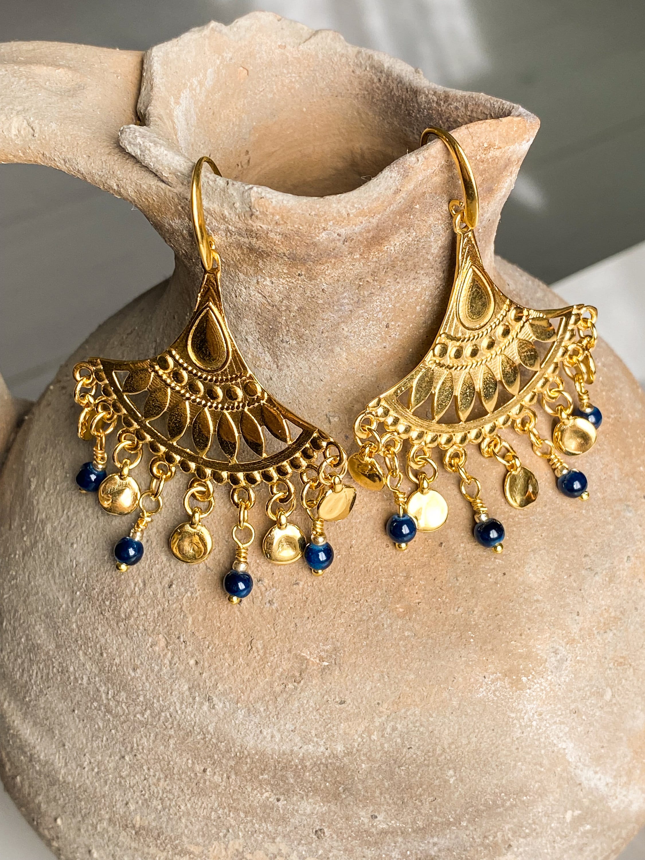 Gold Chandelier Earrings Statement Dangle Earrings Oversize Ethnic Earrings Tribal Earrings Christmas Gift for Her