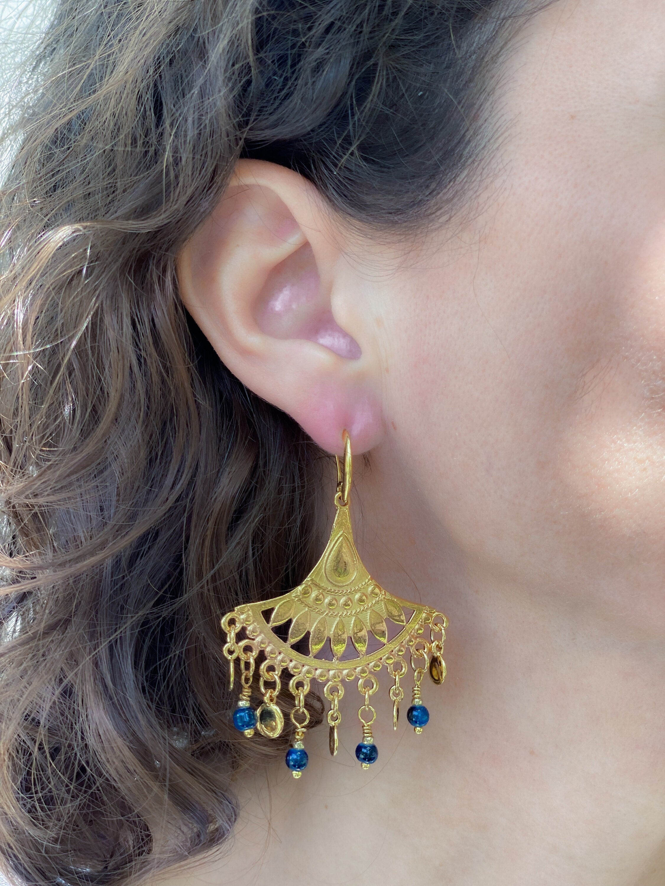 Gold Chandelier Earrings Statement Dangle Earrings Oversize Ethnic Earrings Tribal Earrings Christmas Gift for Her