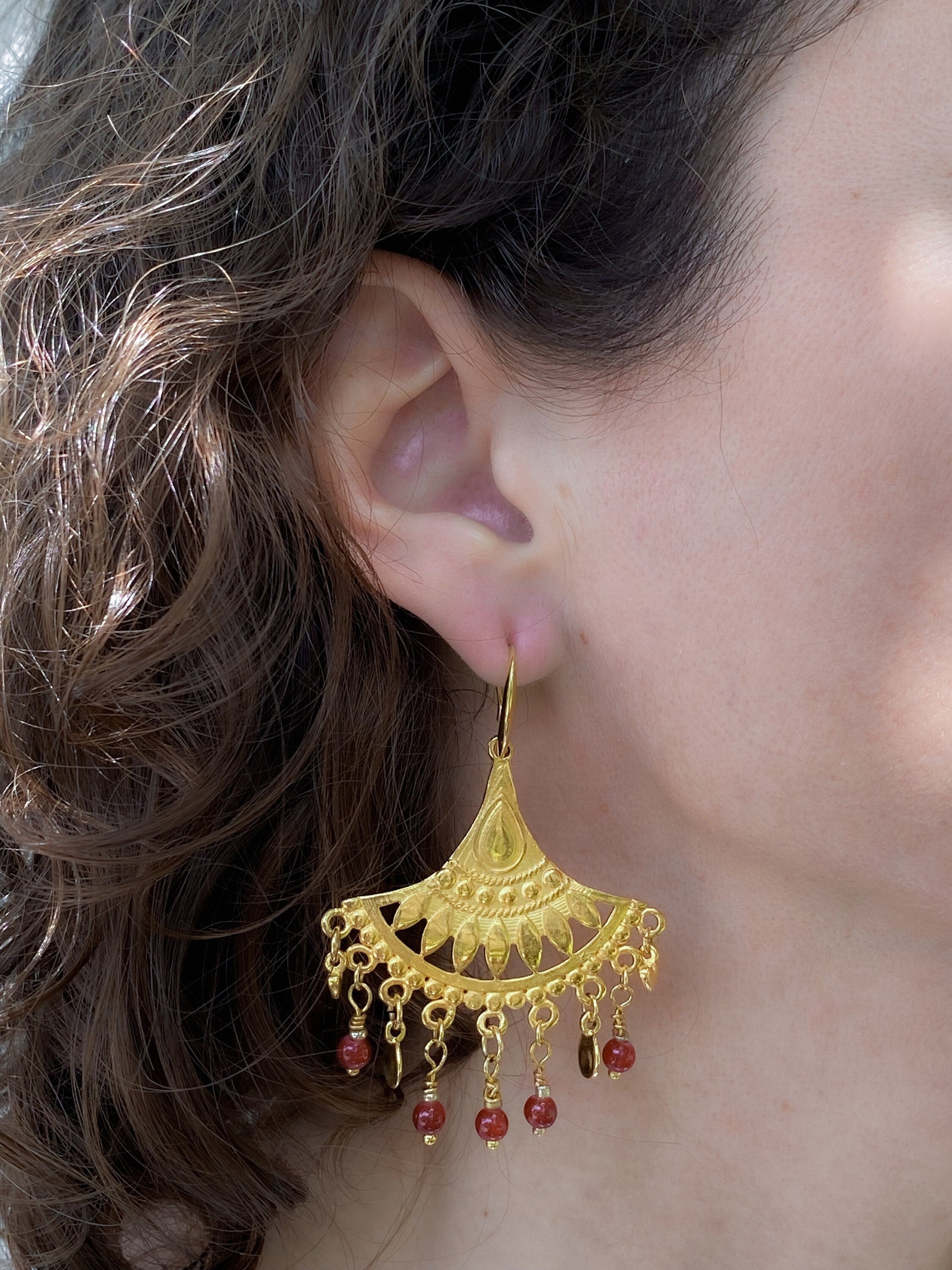 Gold Chandelier Earrings Statement Dangle Earrings Oversize Ethnic Earrings Tribal Earrings Christmas Gift for Her