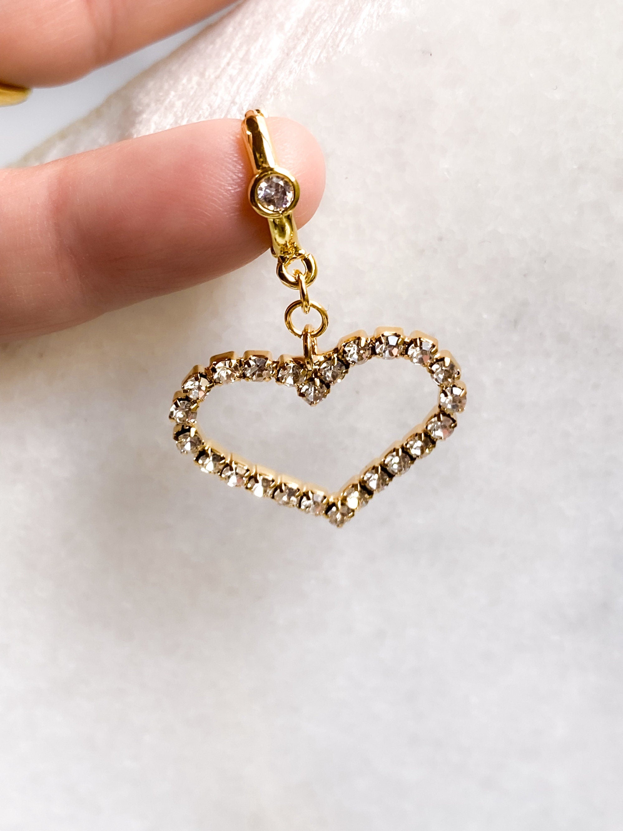 Large Heart Earrings Y2k Aesthetic Gold Huggie Hoop Earrings Big Crystal Earrings Y2K Vintage Style Valentine Gift for Her