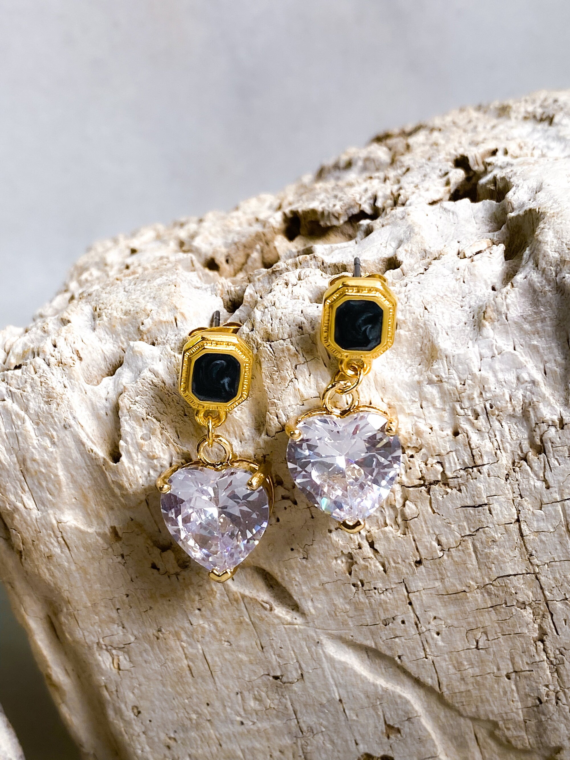 Crystal Heart Earrings Retro Style Heart Earrings Dangle Earrings Vintage Style Saint Valentine Gift for Her Zircon Heart Earrings