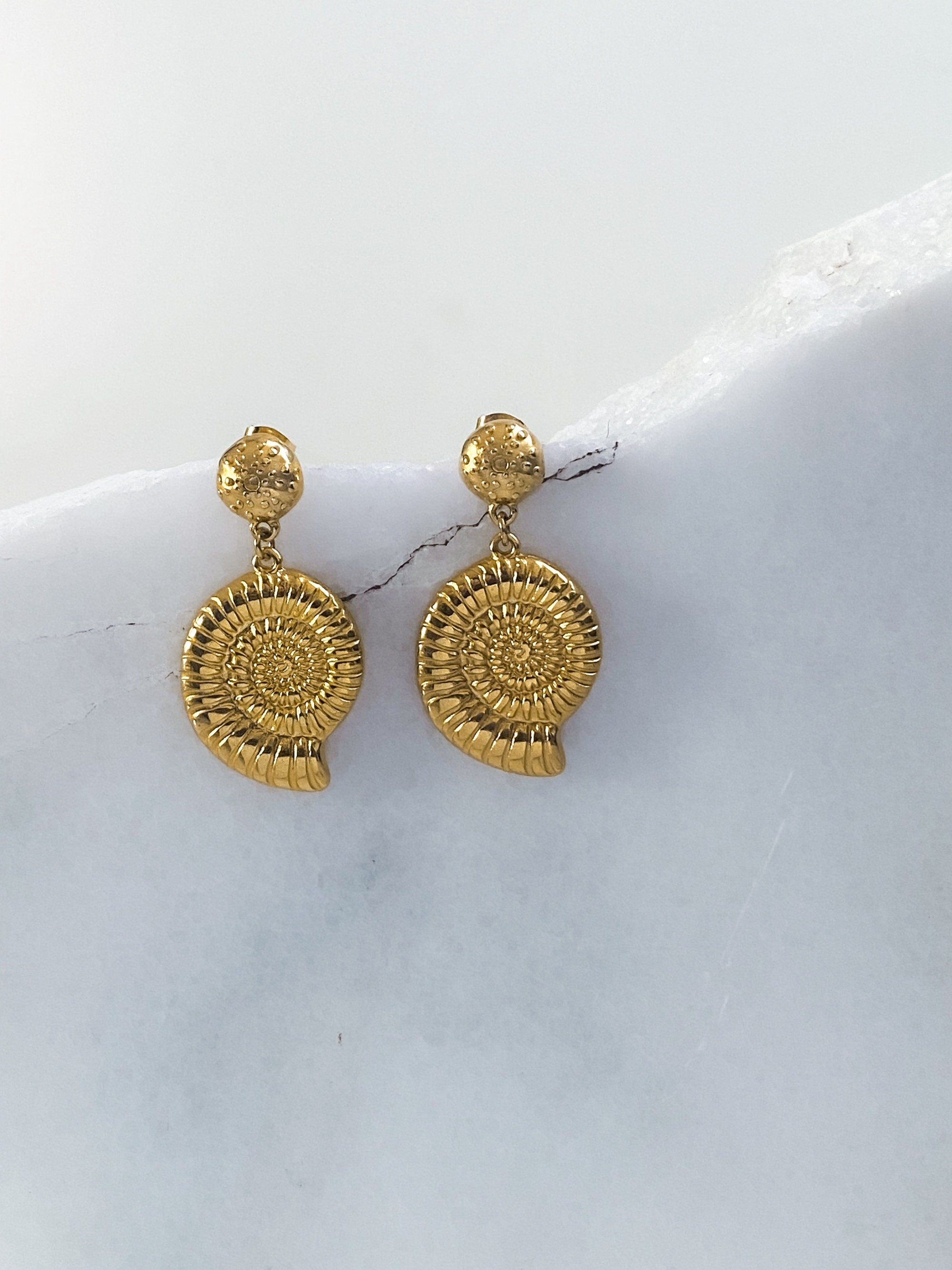 Gold Sea Shell Earrings, Mermaidcore Jewelry, Sea Urchin Summer Earrings, Mermaids Jewelry, Birthday Gift, Gift for Her, KAILANI