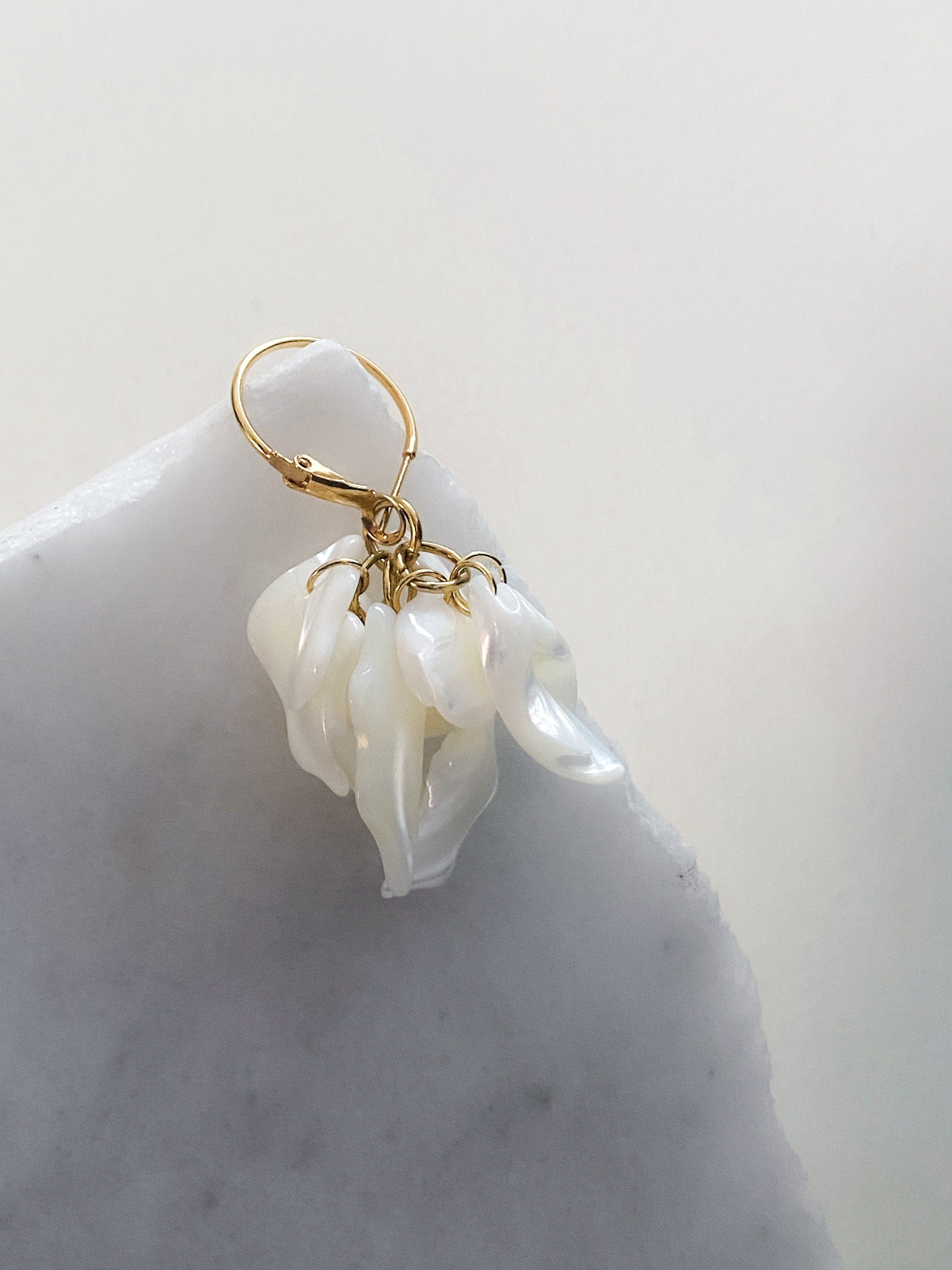 Natural Sea Shell Earrings, Mermaidcore Jewelry, Festive Summer Hoop Earrings, White Sea Flower Earrings, Gift for Her, FLORA