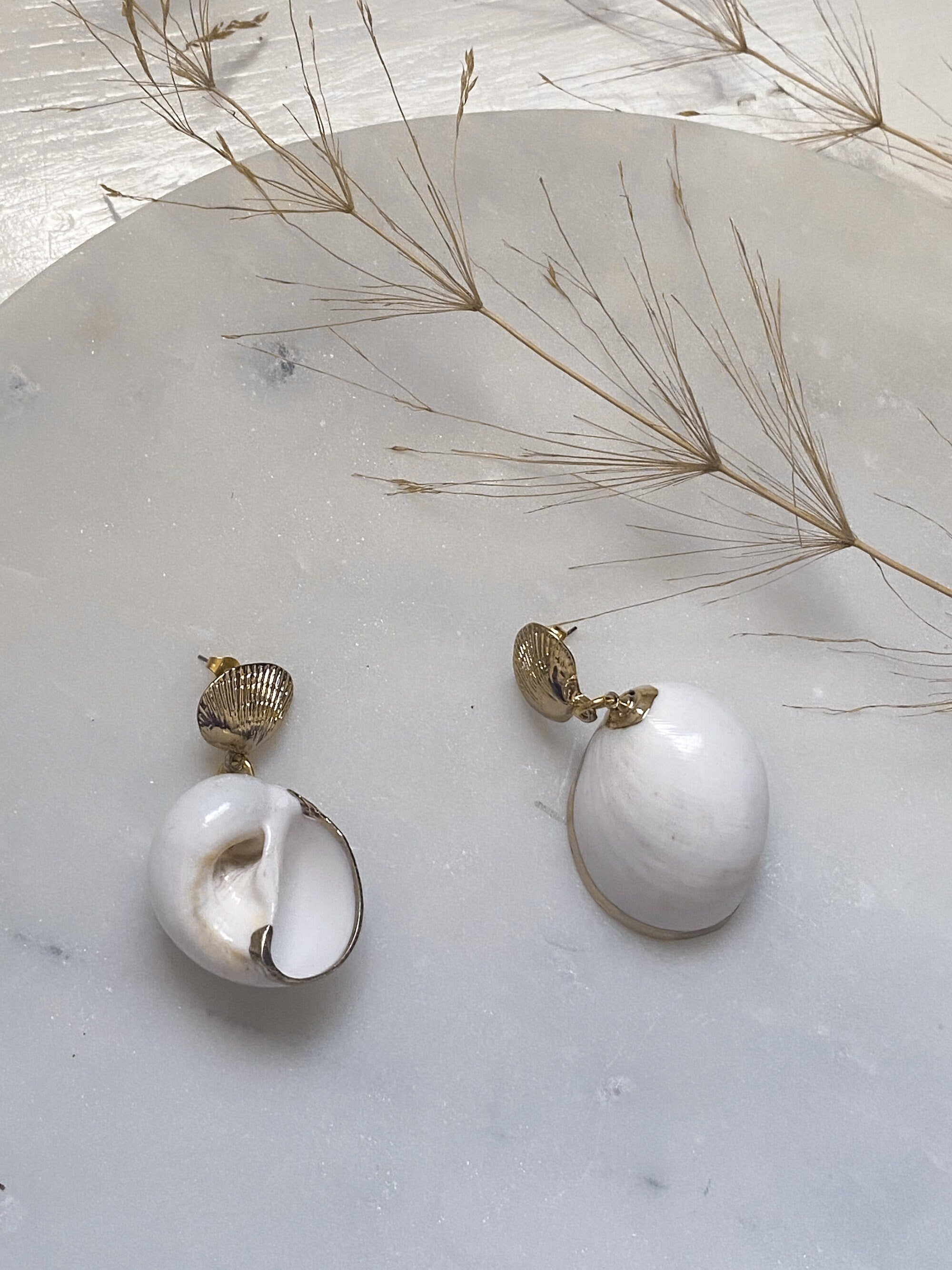 Big natural sea shell earrings, Clam gold stud earrings, Little Mermaids Jewelry, Siren core Aesthetic Jewelry, Mum Gift for Her, GRACE
