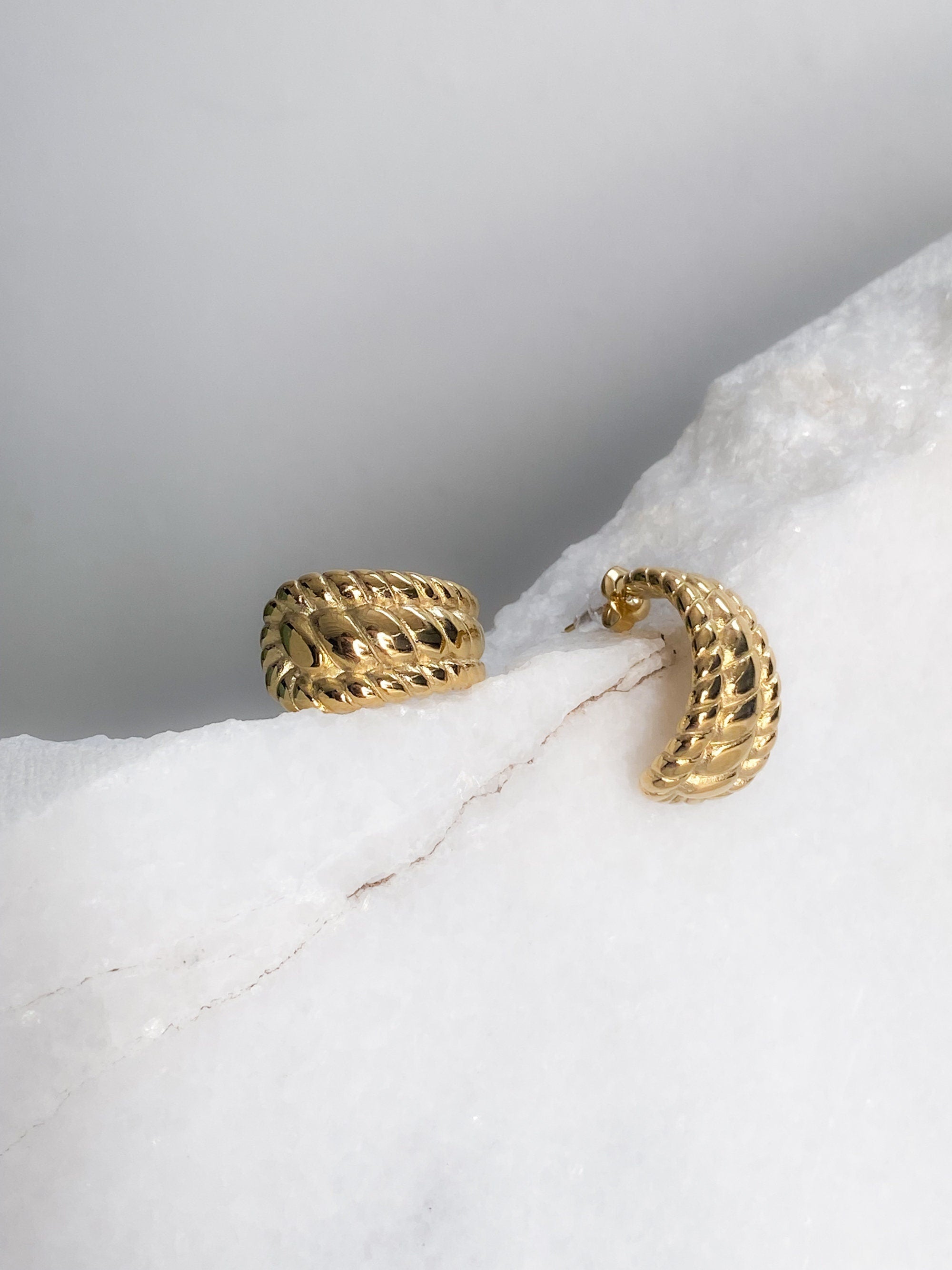 Vintage style half hoop earrings, Retro chunky thick hoops, Classic Y2k jewelry, Mum gift, Office jewelry, Anniversary celebration gift,ZIVA