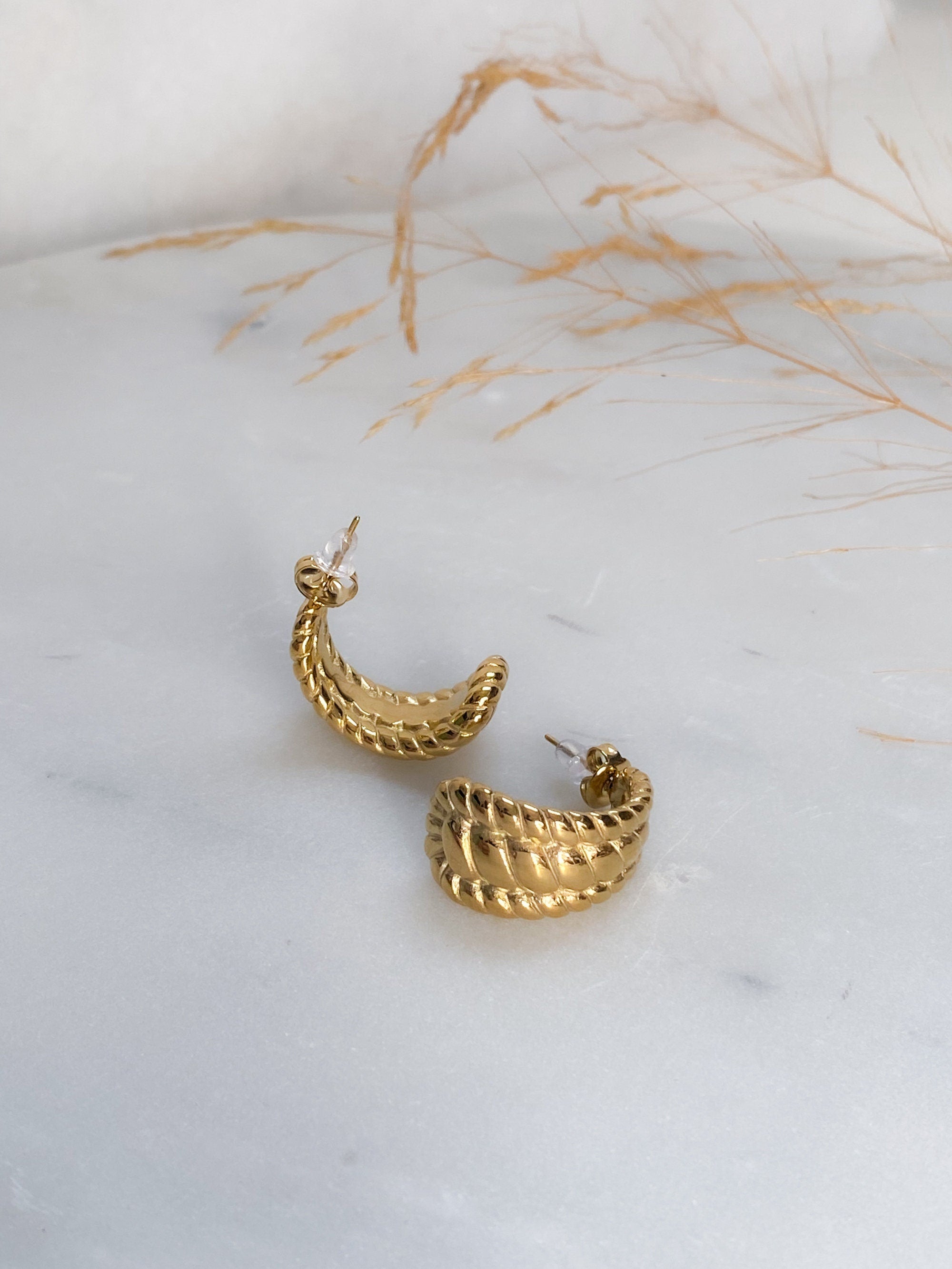 Vintage style half hoop earrings, Retro chunky thick hoops, Classic Y2k jewelry, Mum gift, Office jewelry, Anniversary celebration gift,ZIVA