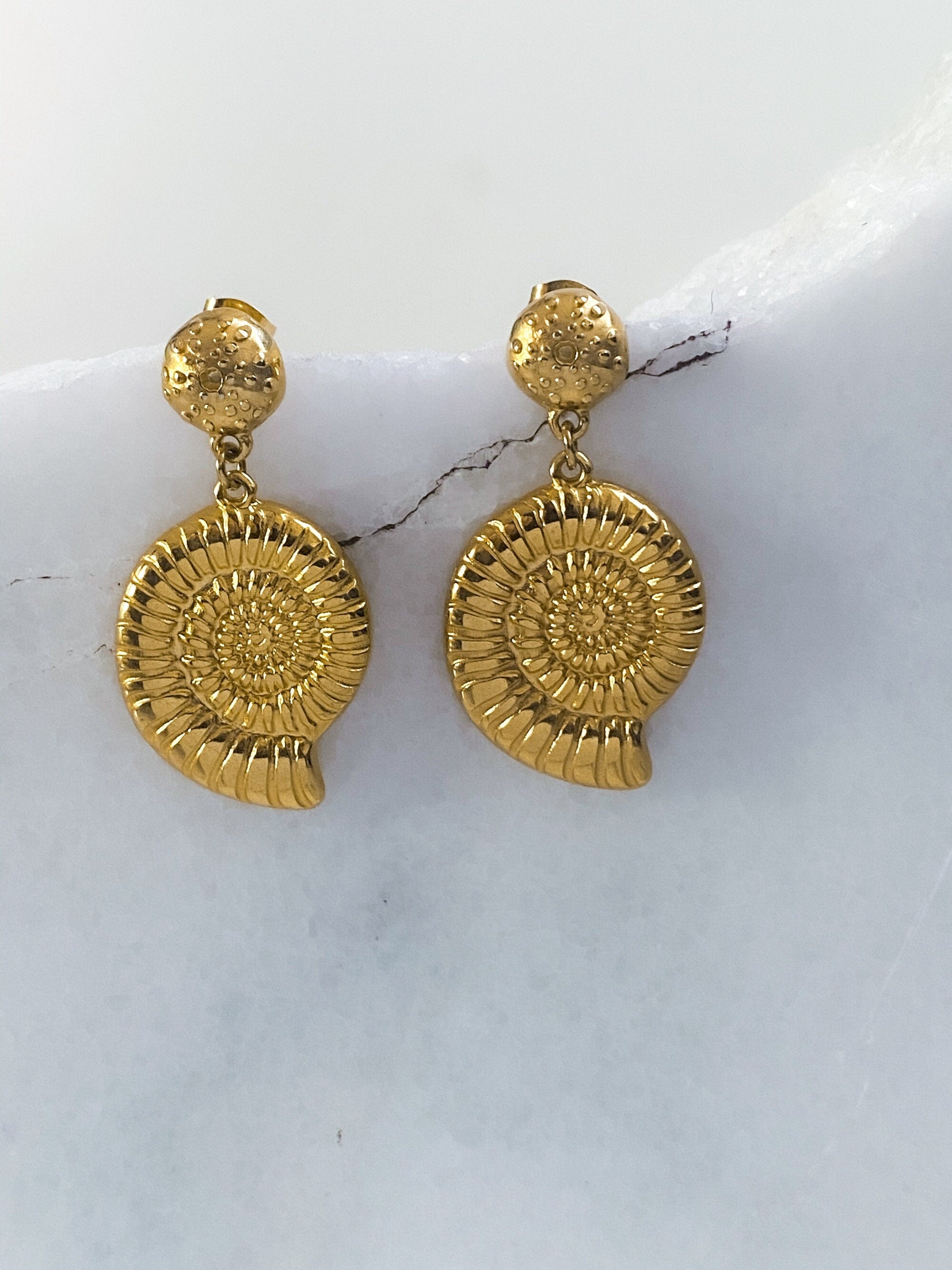 Gold Sea Shell Earrings, Mermaidcore Jewelry, Sea Urchin Summer Earrings, Mermaids Jewelry, Birthday Gift, Gift for Her, KAILANI