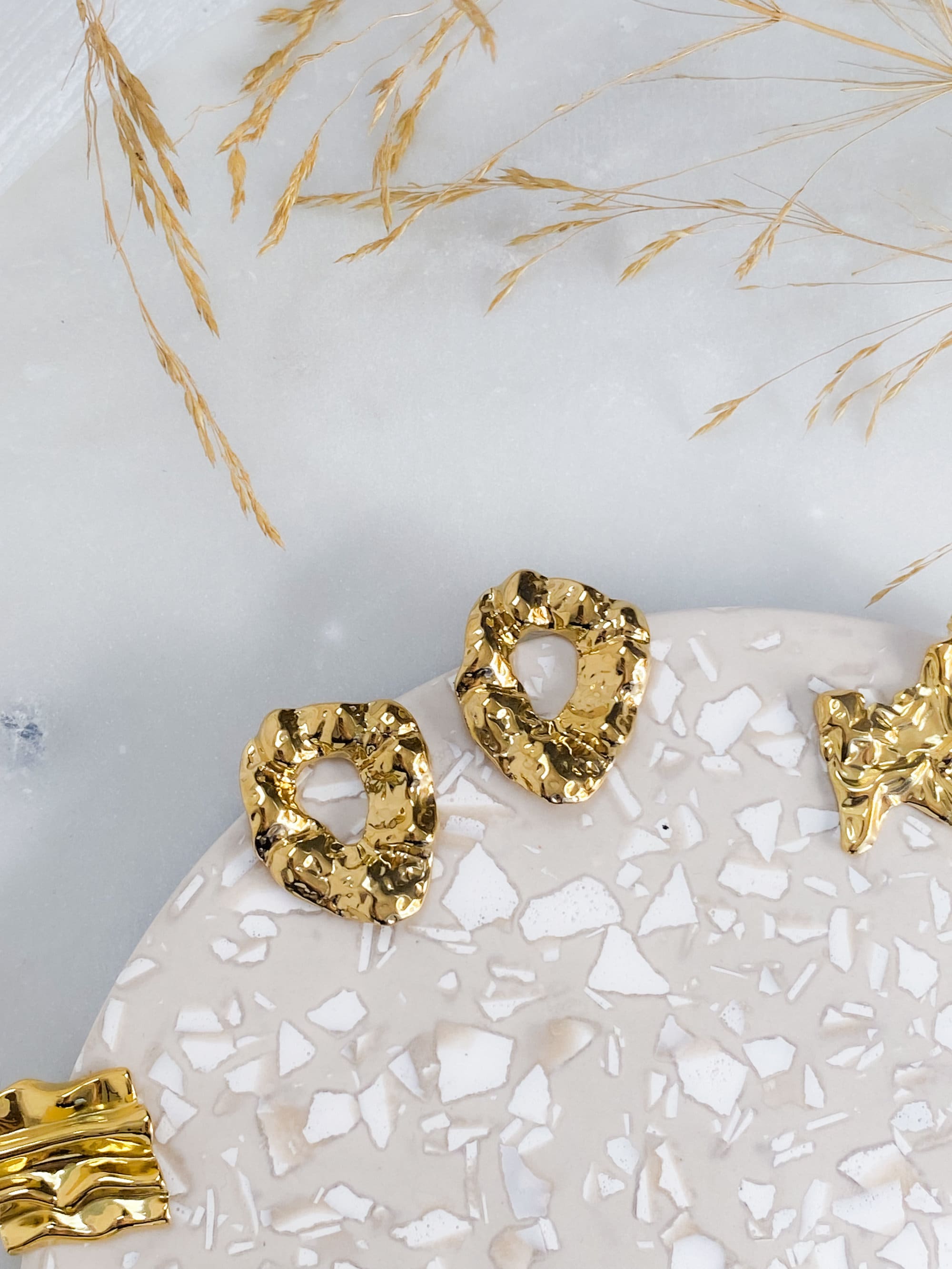 Big gold stud earrings, Irregular organic shape earrings for her, Abstract round earrings, Handmade Jewelry, Birthday gift for her, ORISIS