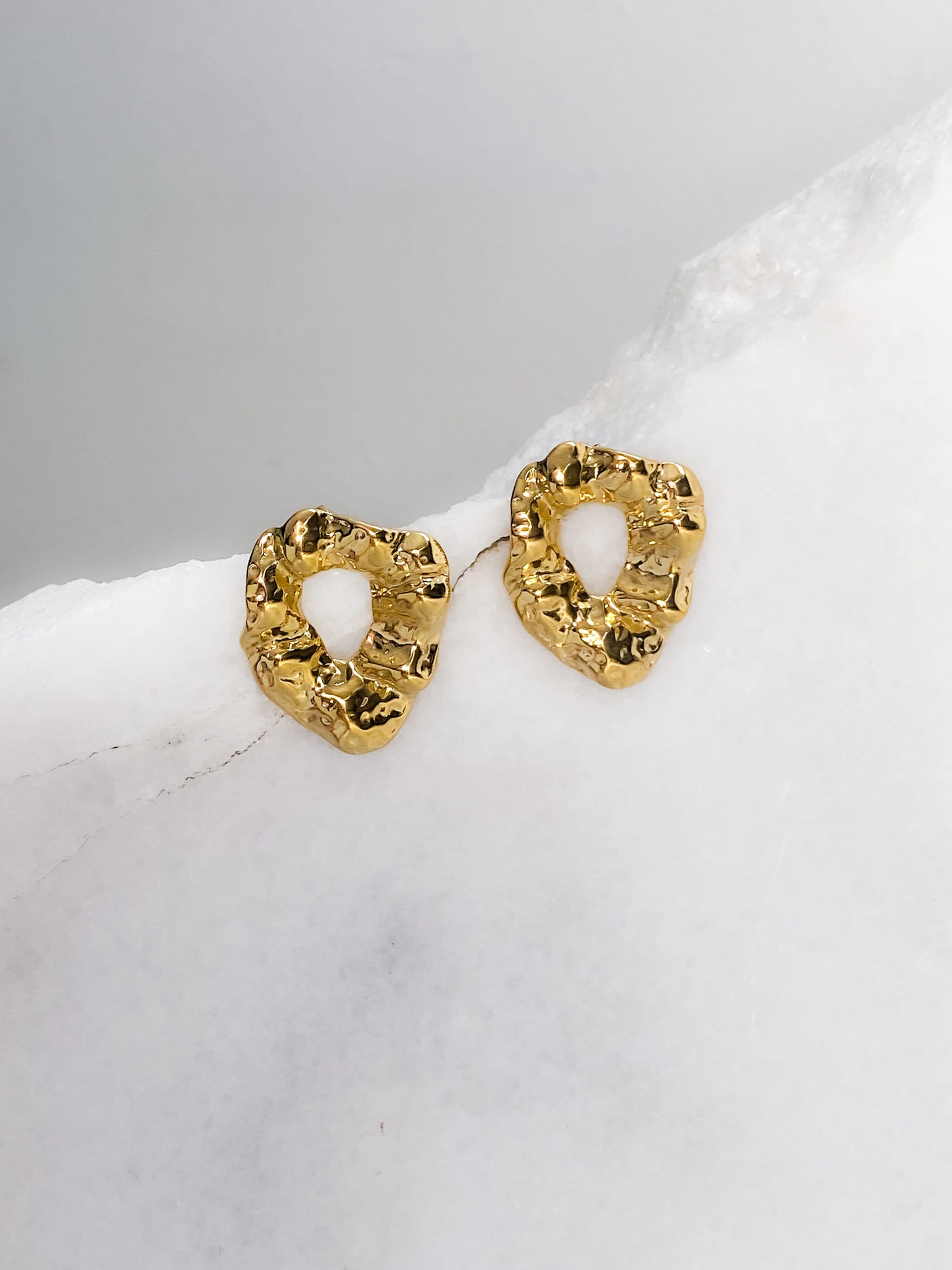 Big gold stud earrings, Irregular organic shape earrings for her, Abstract round earrings, Handmade Jewelry, Birthday gift for her, ORISIS