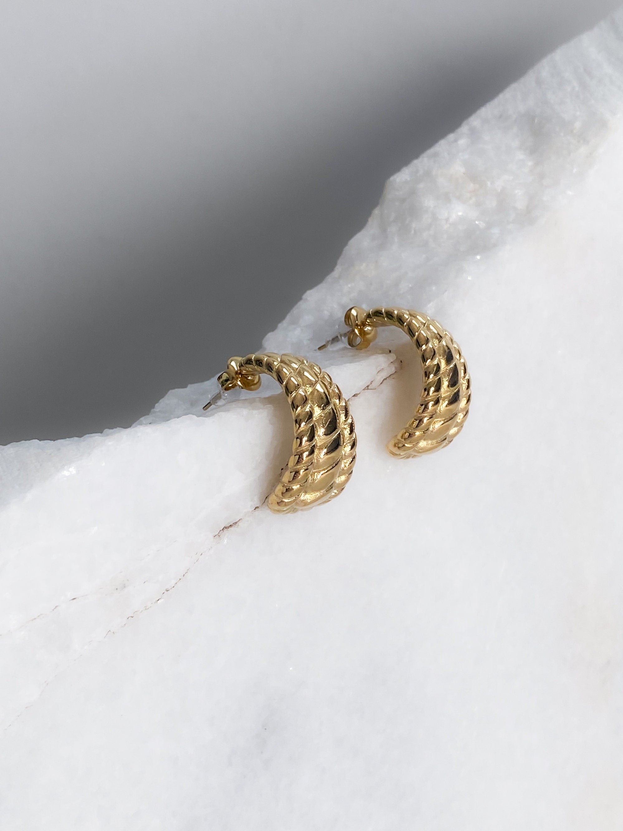 Vintage style half hoop earrings, Retro chunky thick hoops, Classic Y2k jewelry, Mum gift, Office jewelry, Anniversary celebration gift,ZIVA