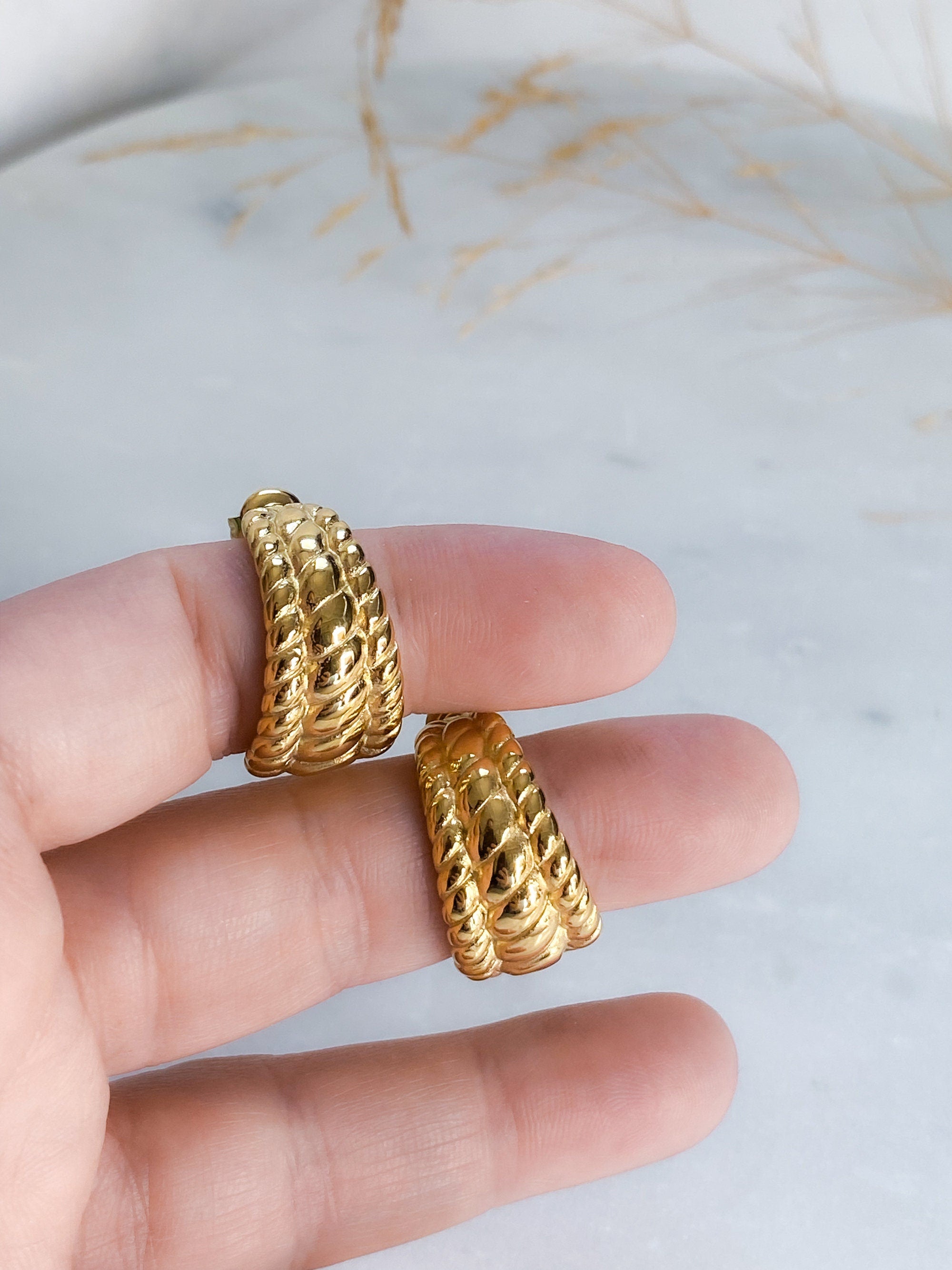 Vintage style half hoop earrings, Retro chunky thick hoops, Classic Y2k jewelry, Mum gift, Office jewelry, Anniversary celebration gift,ZIVA