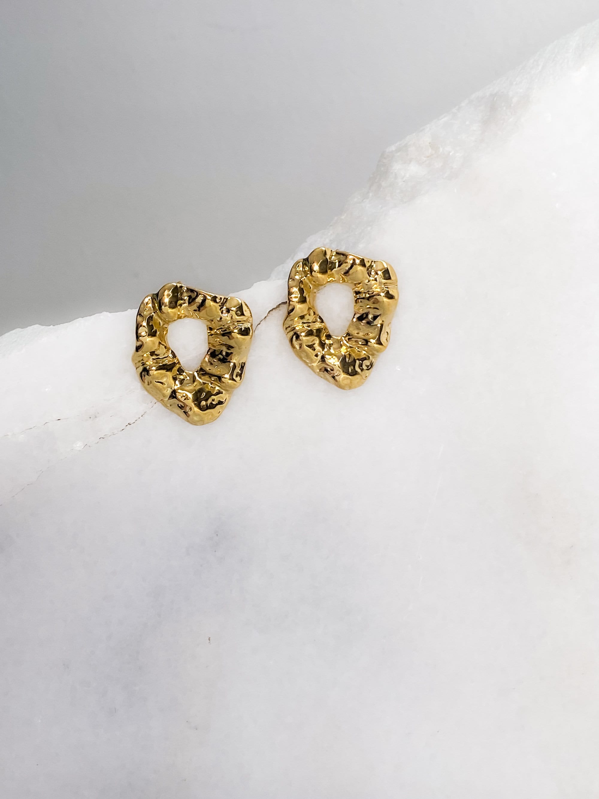 Big gold stud earrings, Irregular organic shape earrings for her, Abstract round earrings, Handmade Jewelry, Birthday gift for her, ORISIS