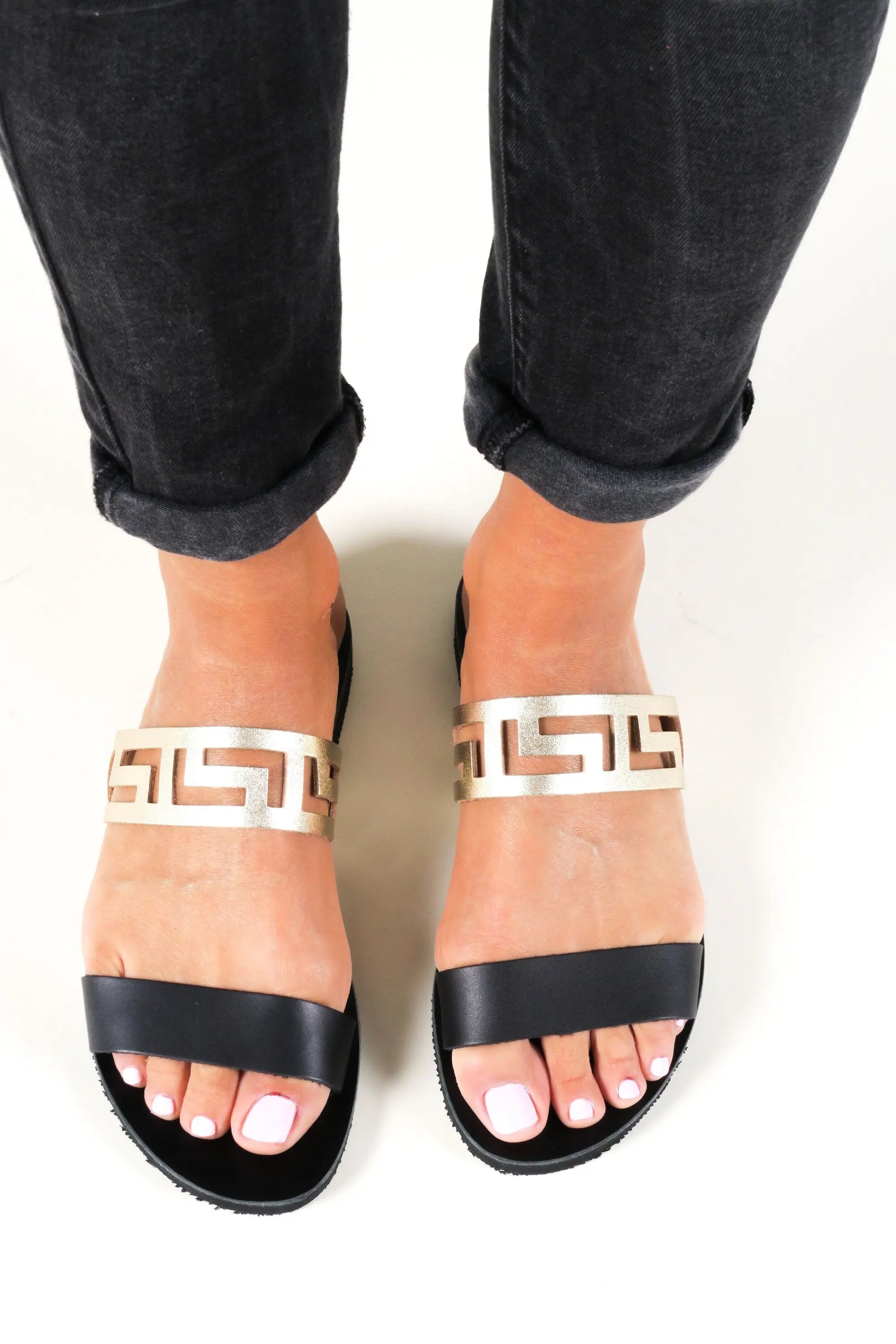 Griechische Sandalen Ancient Greek Sandals Black Leather Sandals Women Flat Shoes, Sandales Grecques plates, Sandalias Griegas, KNOSSOS