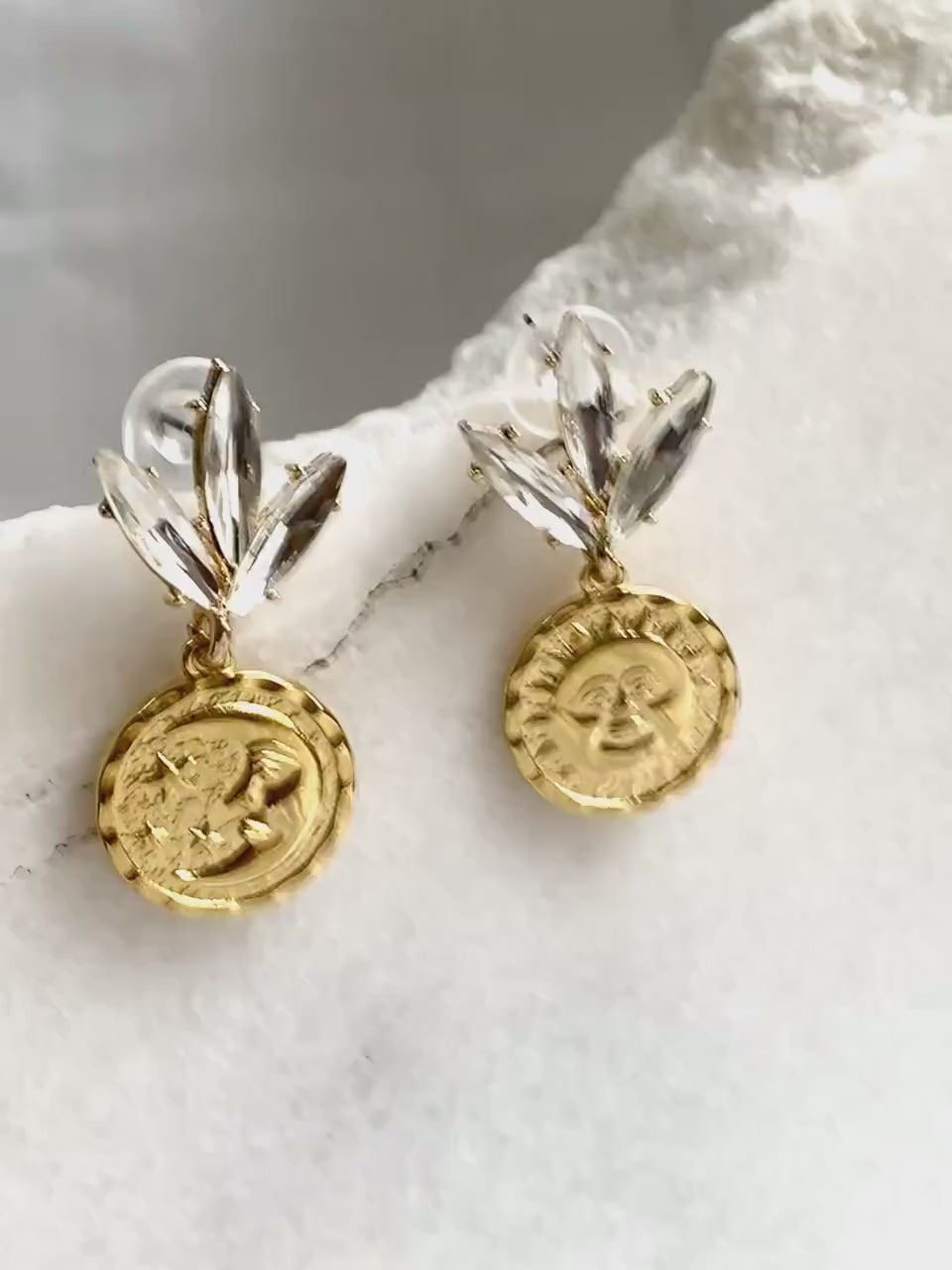 Gold Coin drop Earrings