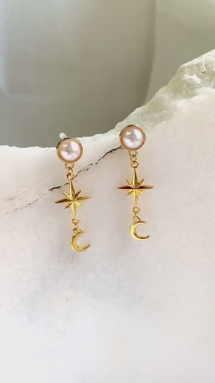 Gold celestial Earrings