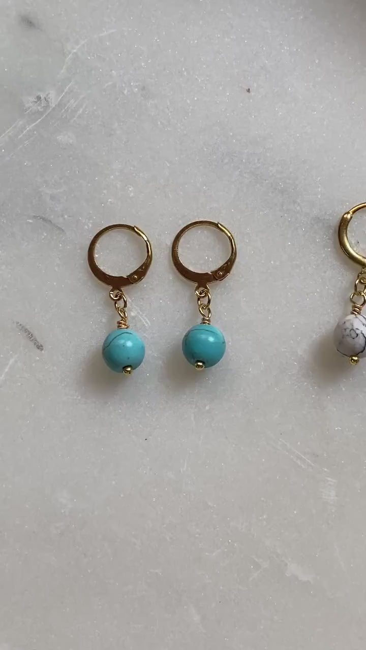 SABINA Gold Huggie Hoop Earrings with pearls