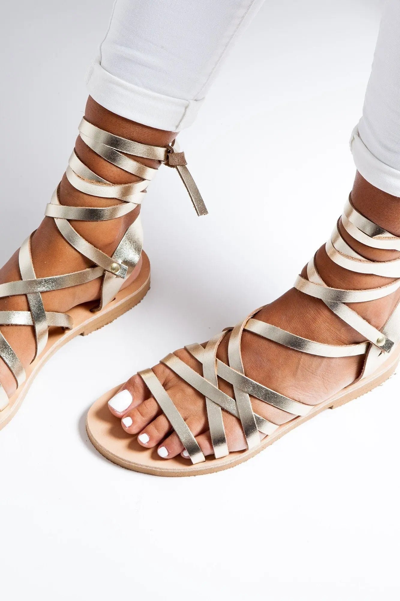 Gold Greek Leather Sandals Gladiator Sandals, Sandalias Griegas, Griechische Sandalen, Sandales Grecques Plates YPSI