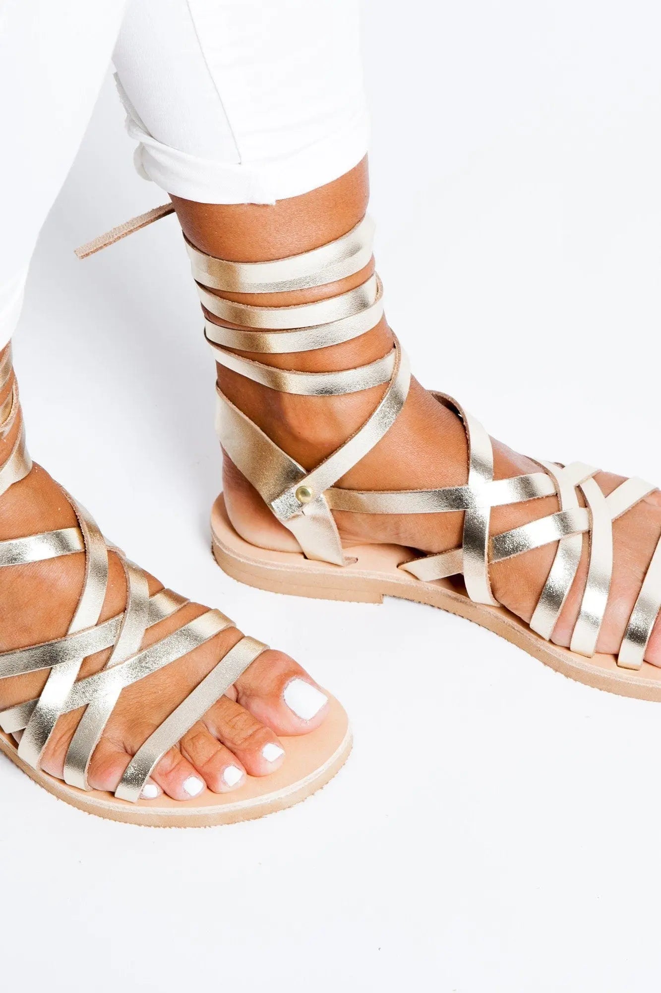 Gold Greek Leather Sandals Gladiator Sandals, Sandalias Griegas, Griechische Sandalen, Sandales Grecques Plates YPSI
