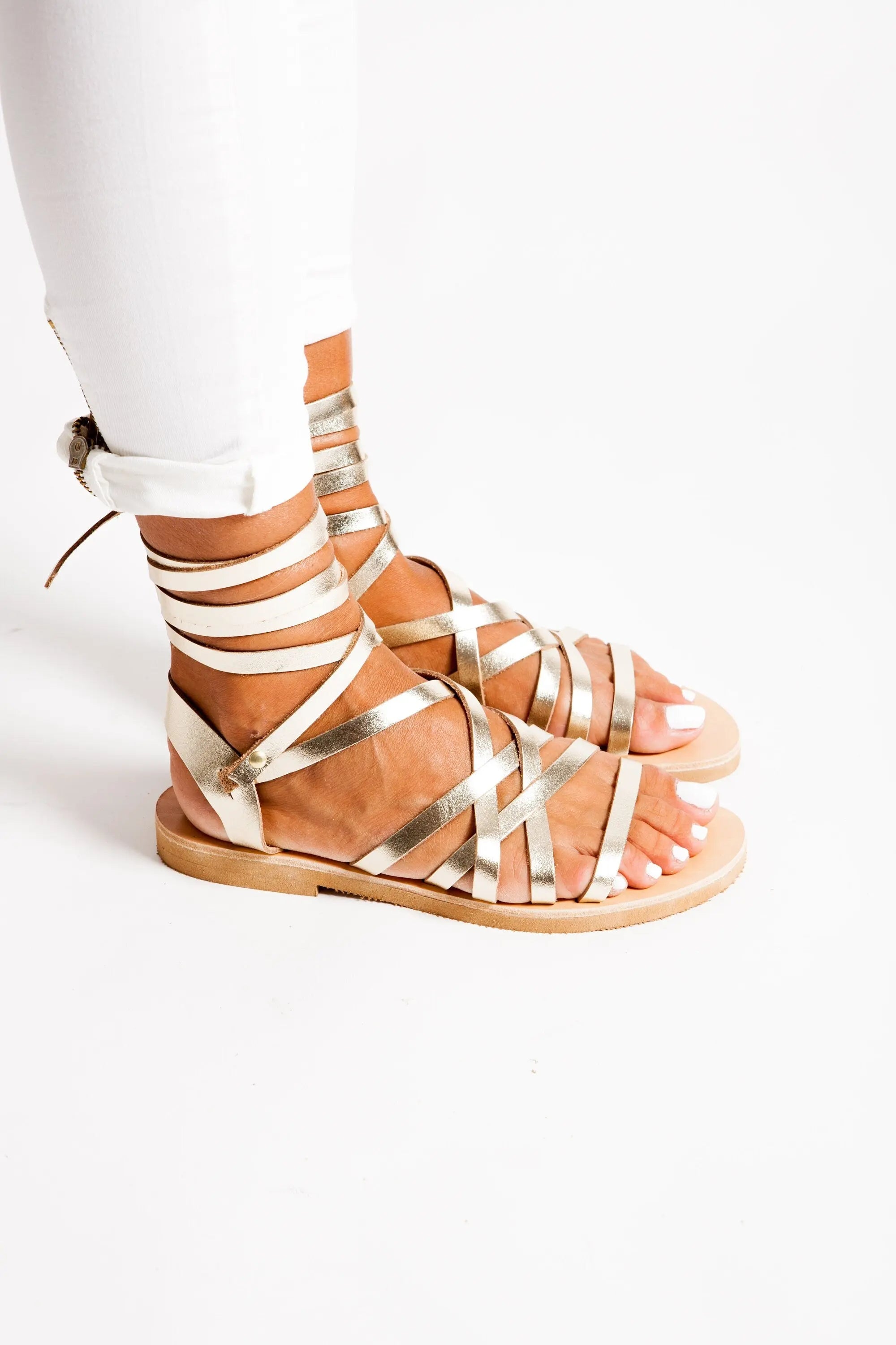 Gold Greek Leather Sandals  Gladiator Sandals, Sandalias Griegas, Griechische Sandalen, Sandales Grecques Plates YPSI