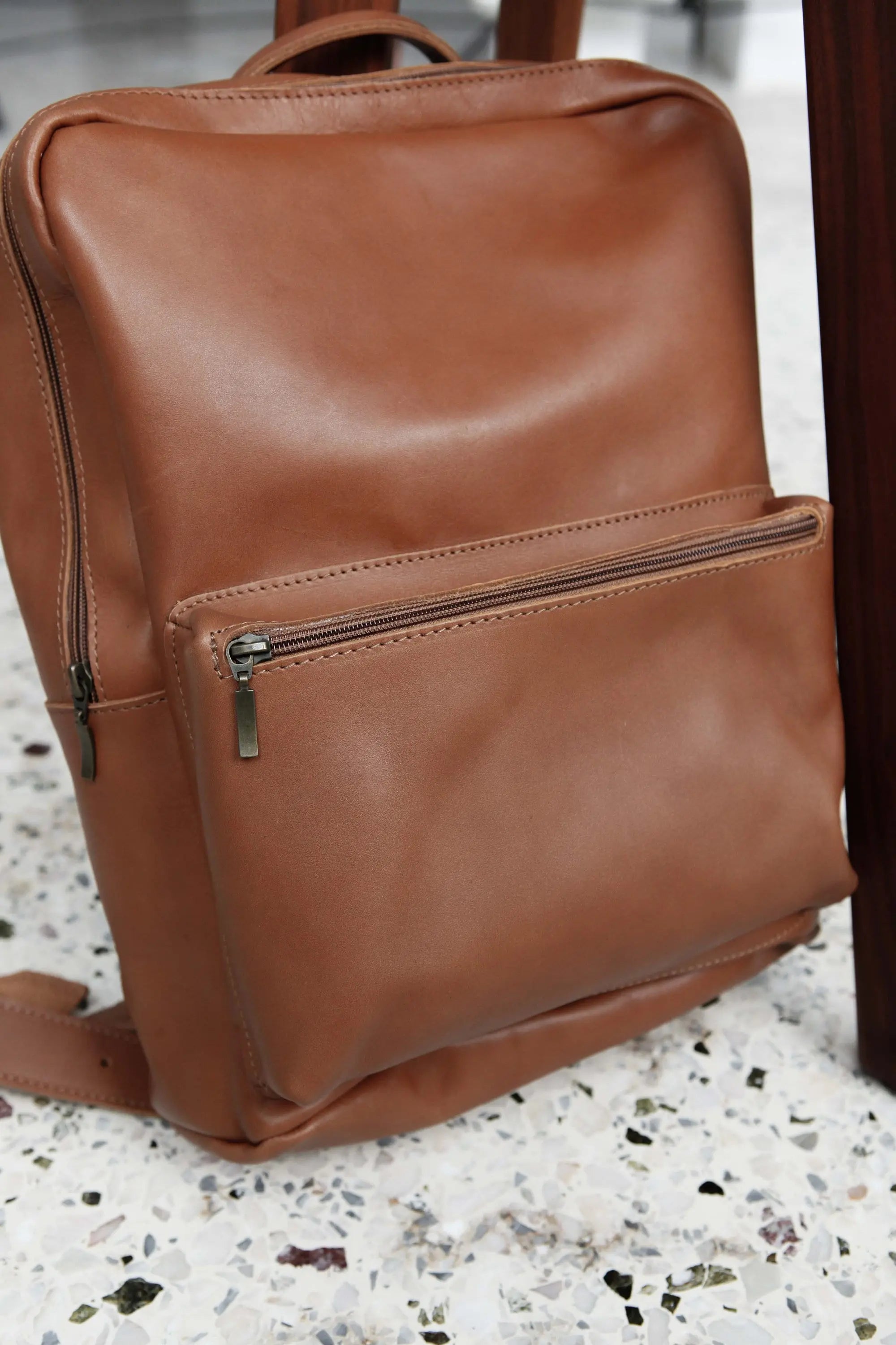 ACHILLE Brown, Brown Leather Backpack, Men's Premium Leather Laptop Backpack, Work and Travel Backpack, Genuine Leather School Rucksack