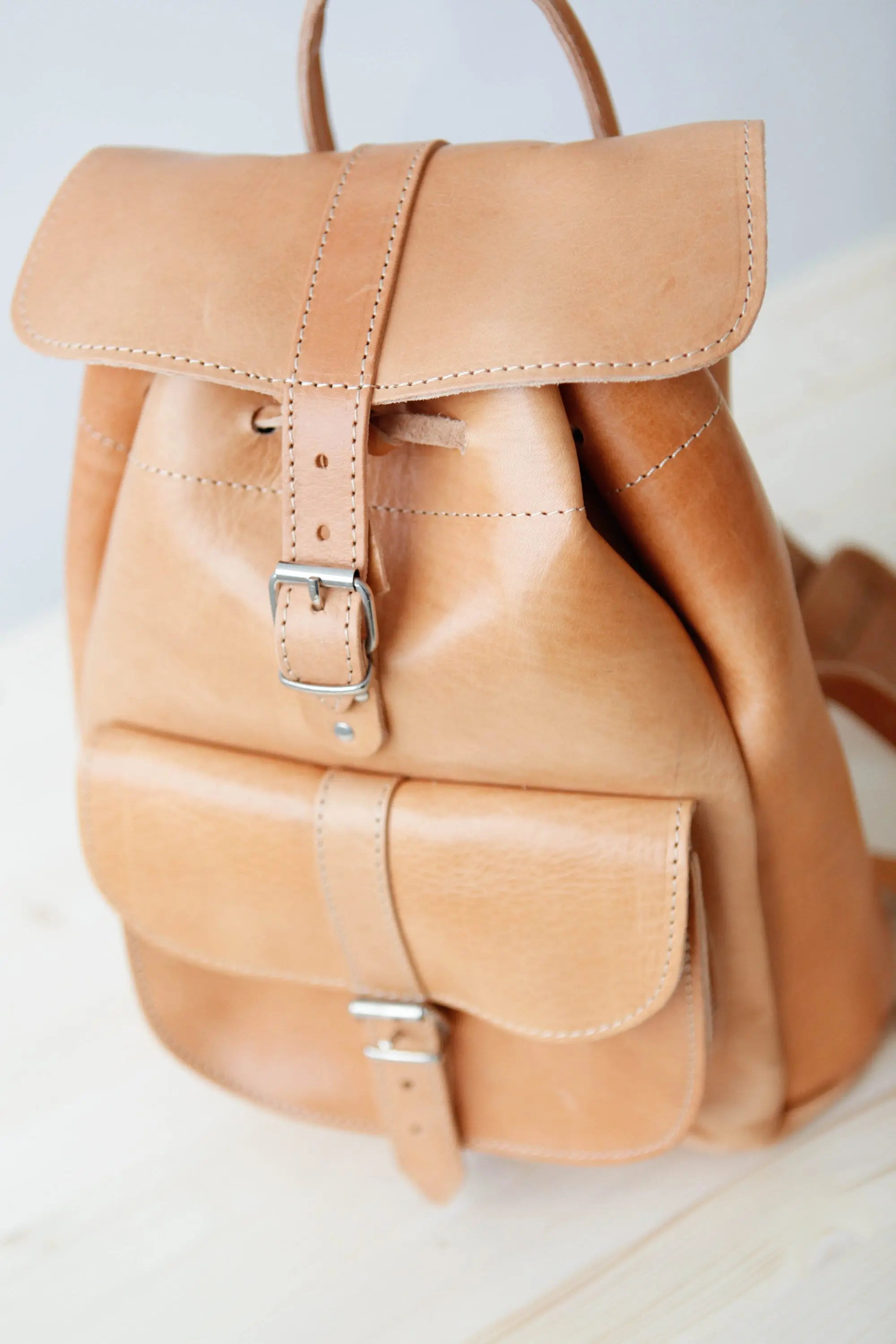 ALEXANDRO Natural, Unisex Leather RUCKSACK, College backpack, Laptop and Travel backpack, School rucksack