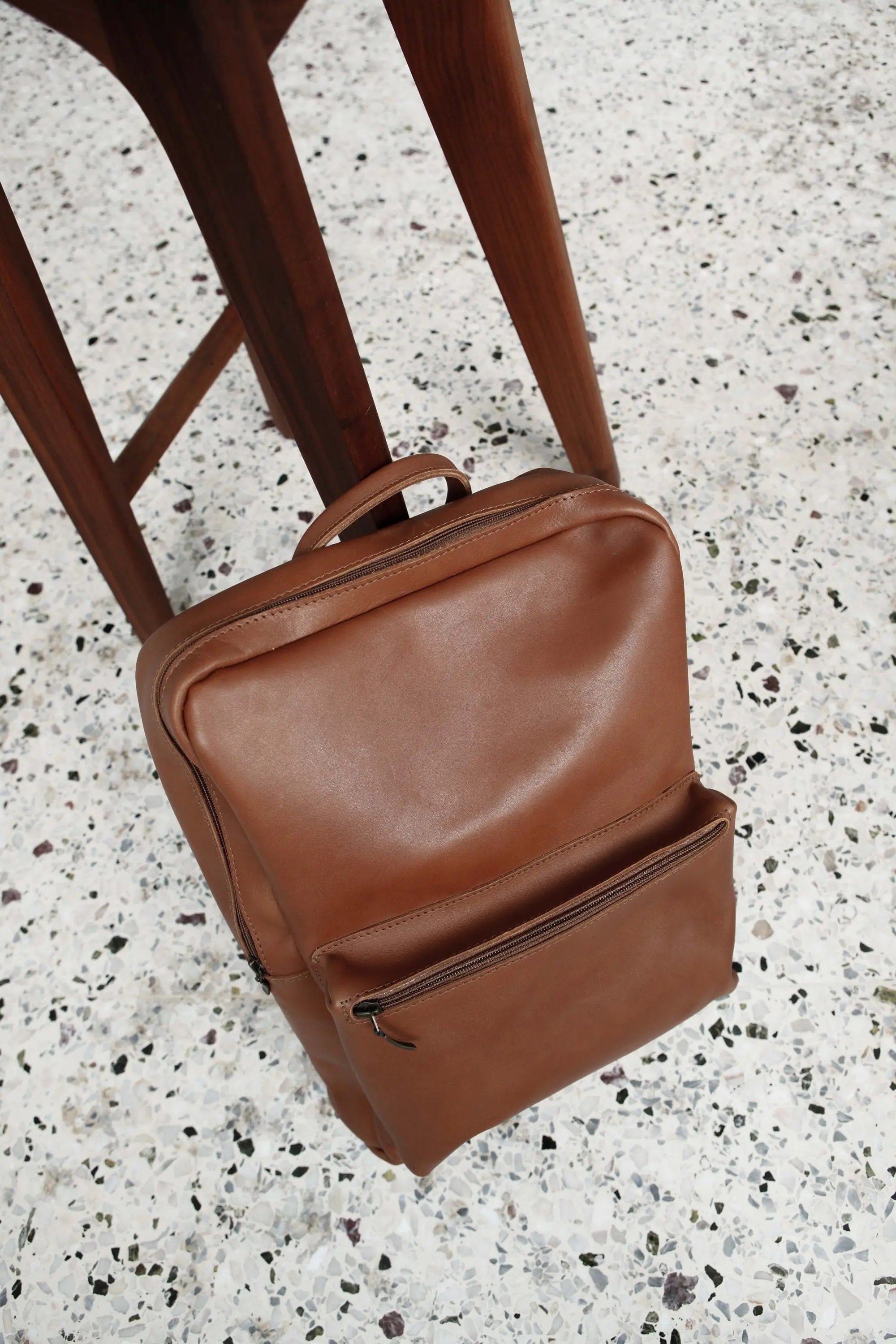 ACHILLE Brown, Brown Leather Backpack, Men's Premium Leather Laptop Backpack, Work and Travel Backpack, Genuine Leather School Rucksack