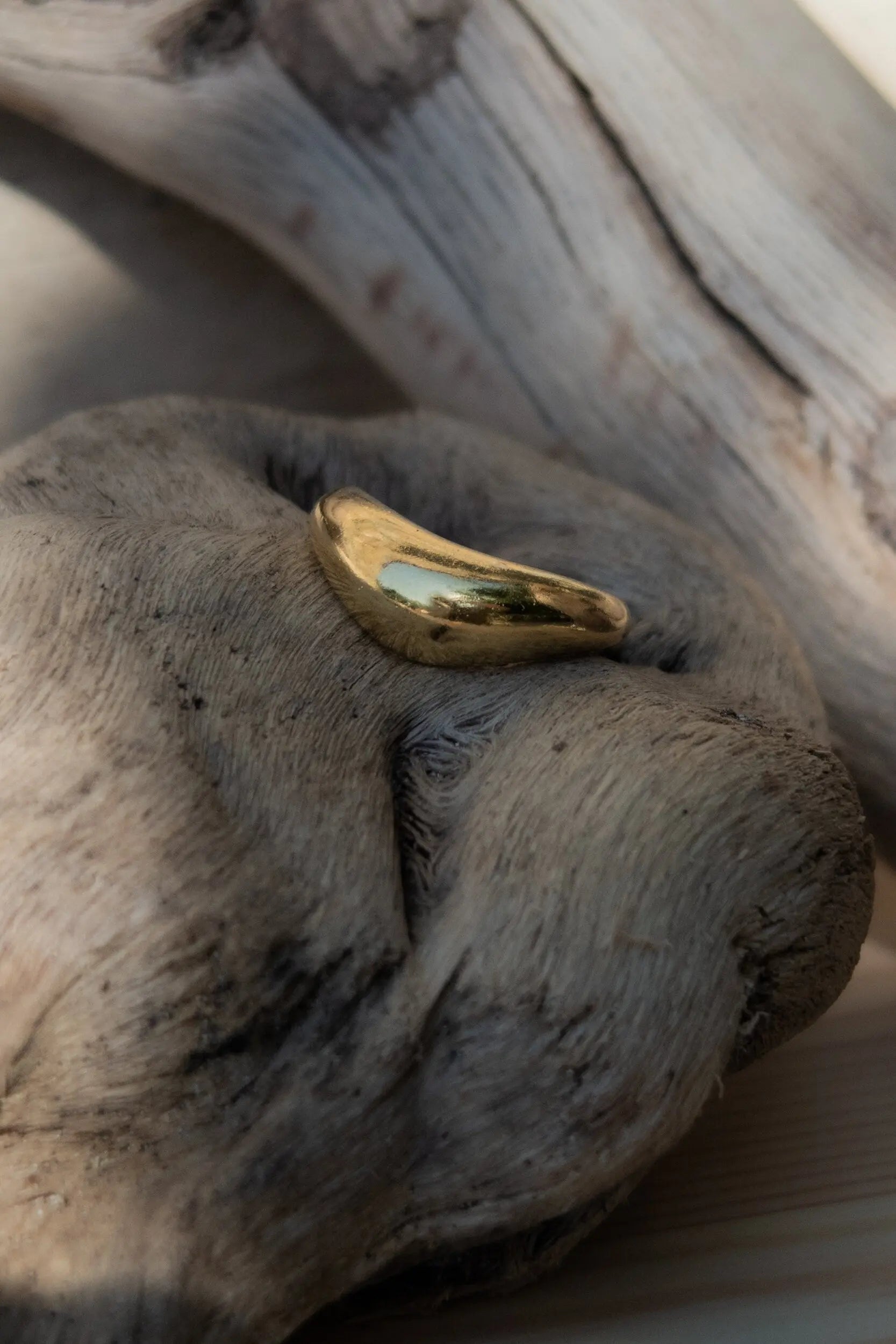 Gold dome ring for women, 24k gold filled thick band ring, Modern Statement ring, Large Stacking, Ring, Bold Wave shape RING