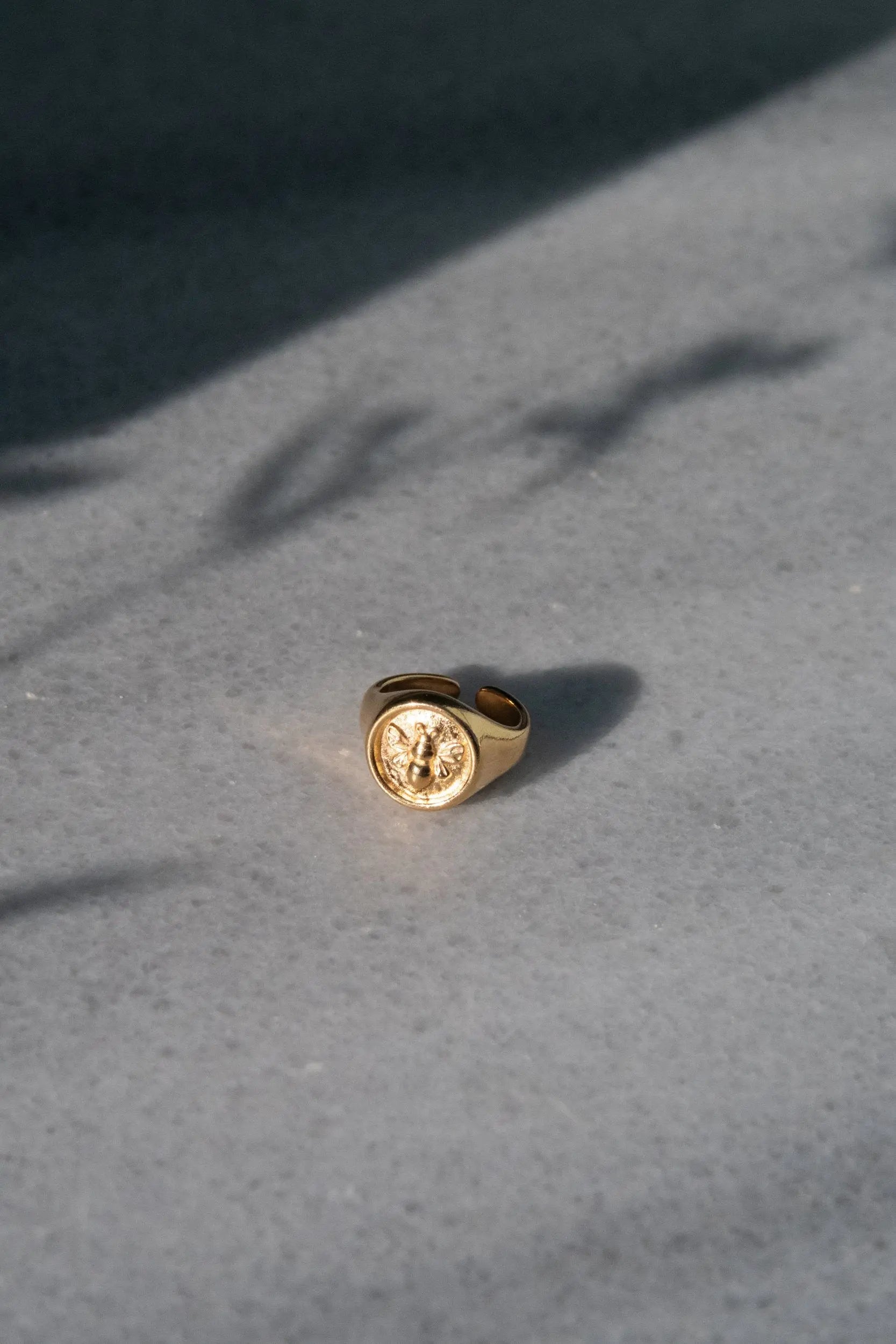 Bee Greek Stamp ring, Grecian Coin ring for women, Ethnic Boho Ring, Gold adjustable ring, 24K Gold plated ring, Greek jewelry