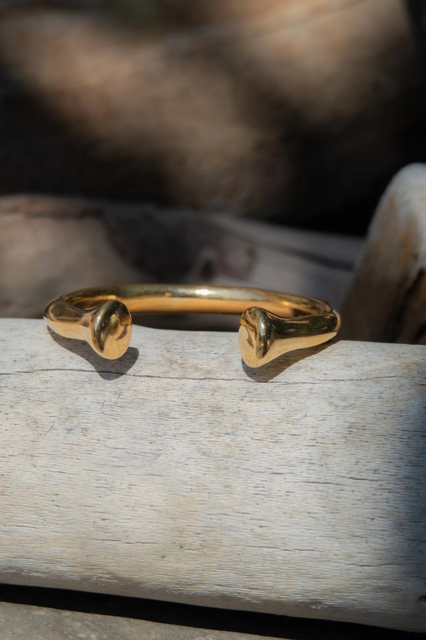 Thick heavy bangle bracelet, Minimalist gold plated bracelet, Unisex ethnic African bangle, Tribal boho jewelry