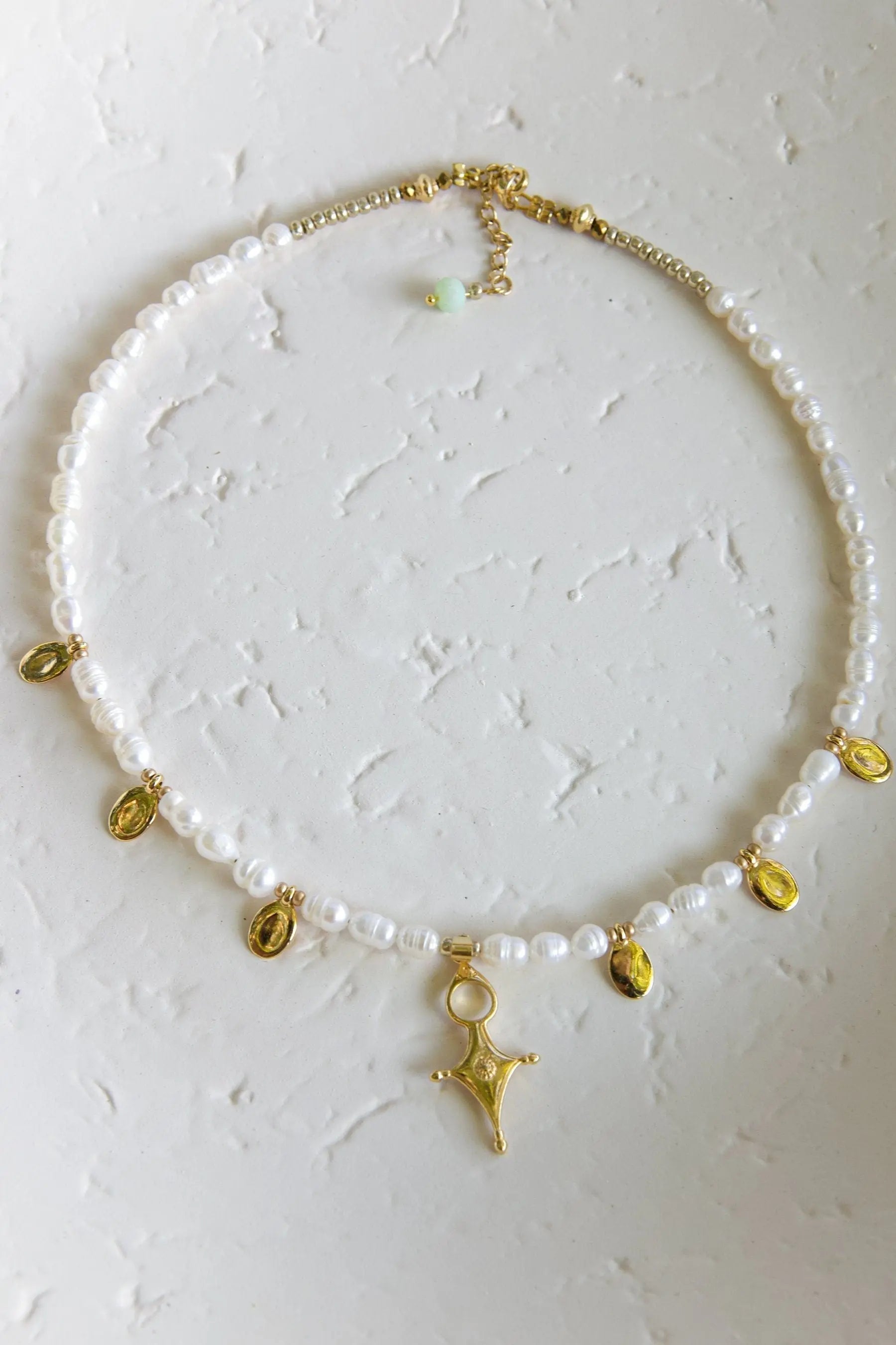 Real pearl beads necklace, Tribal Cross Necklace, Bijoux éthniques, Boho Perlenkette Damen, Bridal pearl necklace