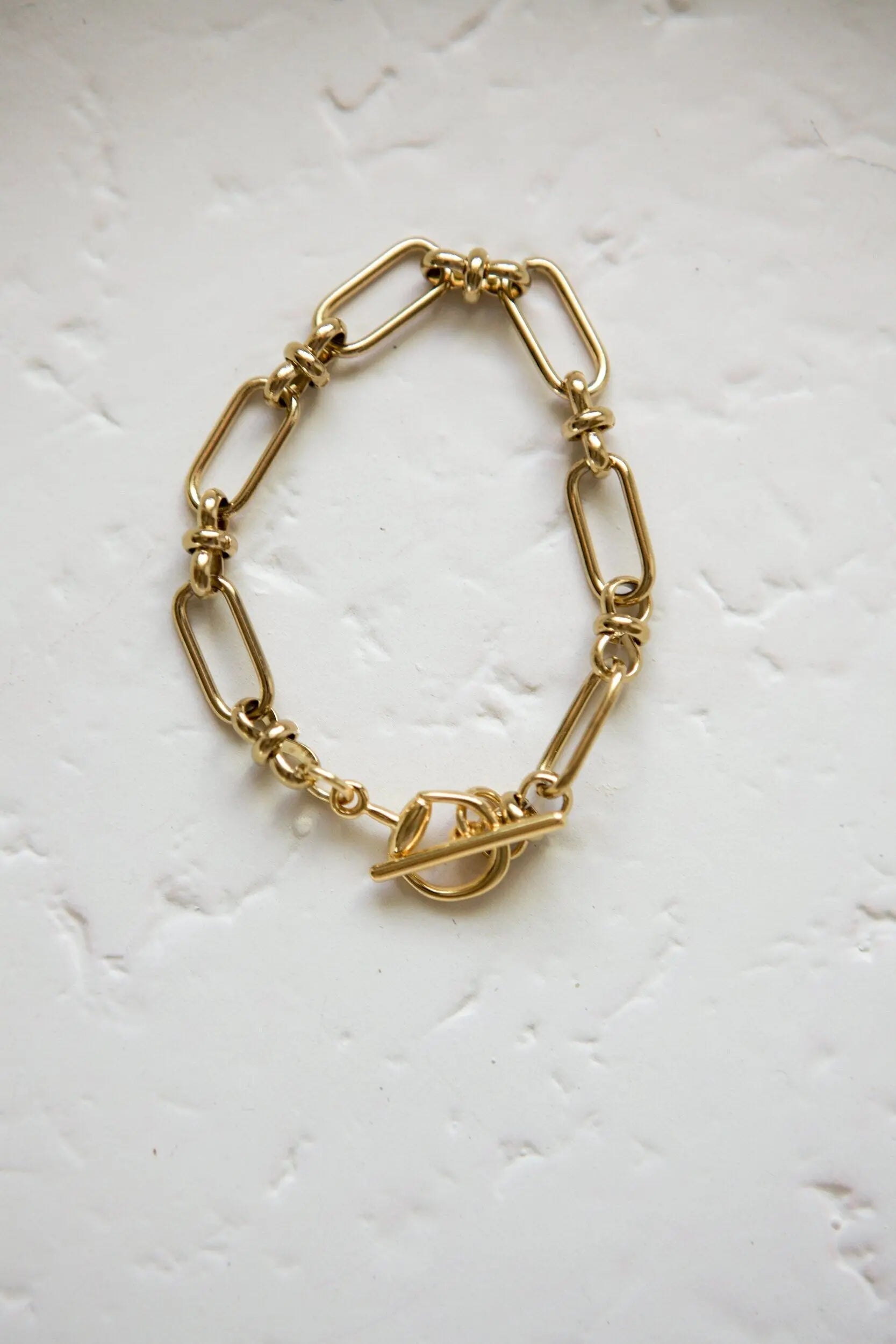 DESMOS Gold Chain bracelet, Gold Toggle Bracelet, Minimalist Statement bracelet, Jewelry set, Christmas gift
