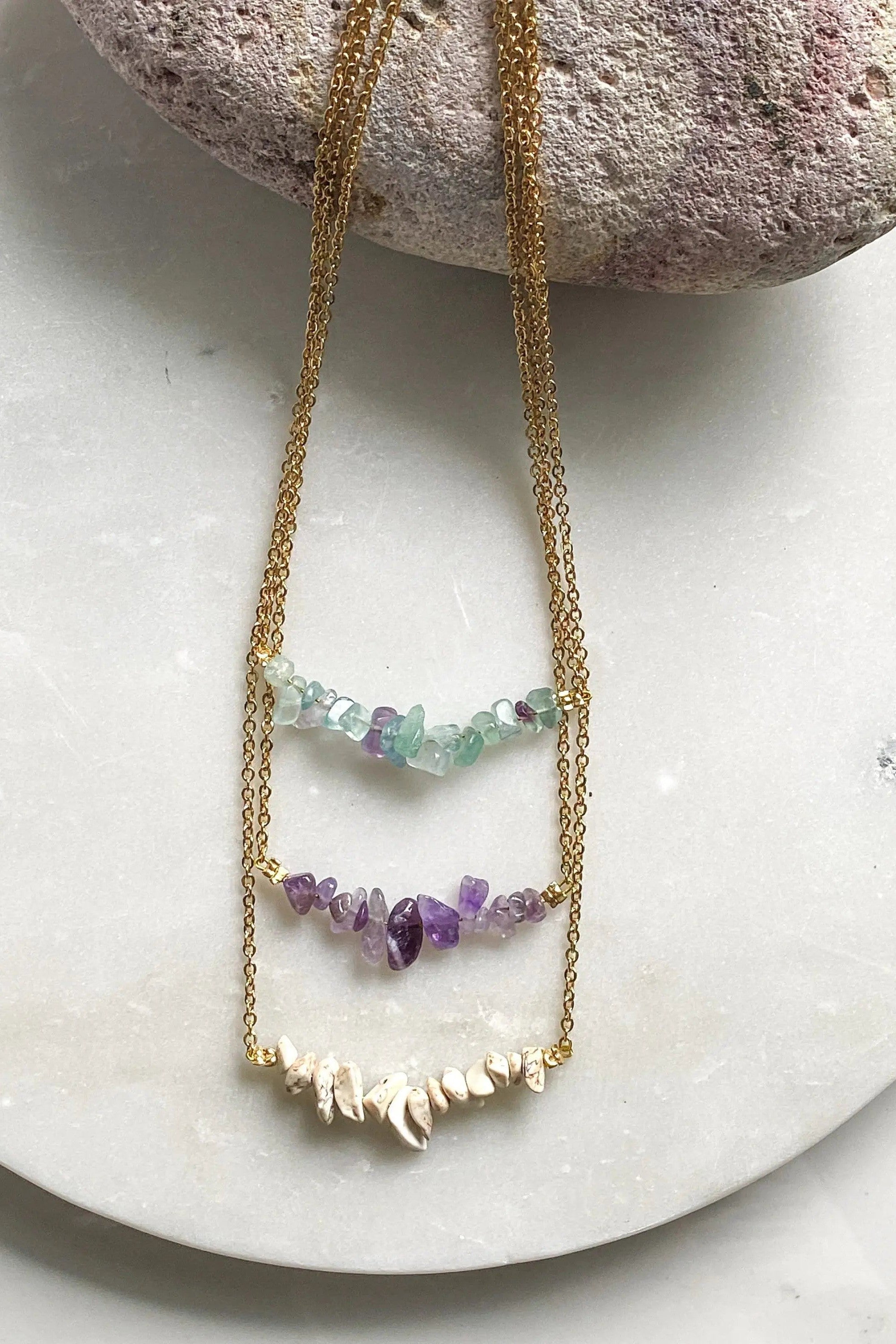AFRODITA Jade Amethyst Fluorite necklace, Bar elegant necklace, womens jewelry, raw stone necklace, Birthstone gift, Collier Pierres