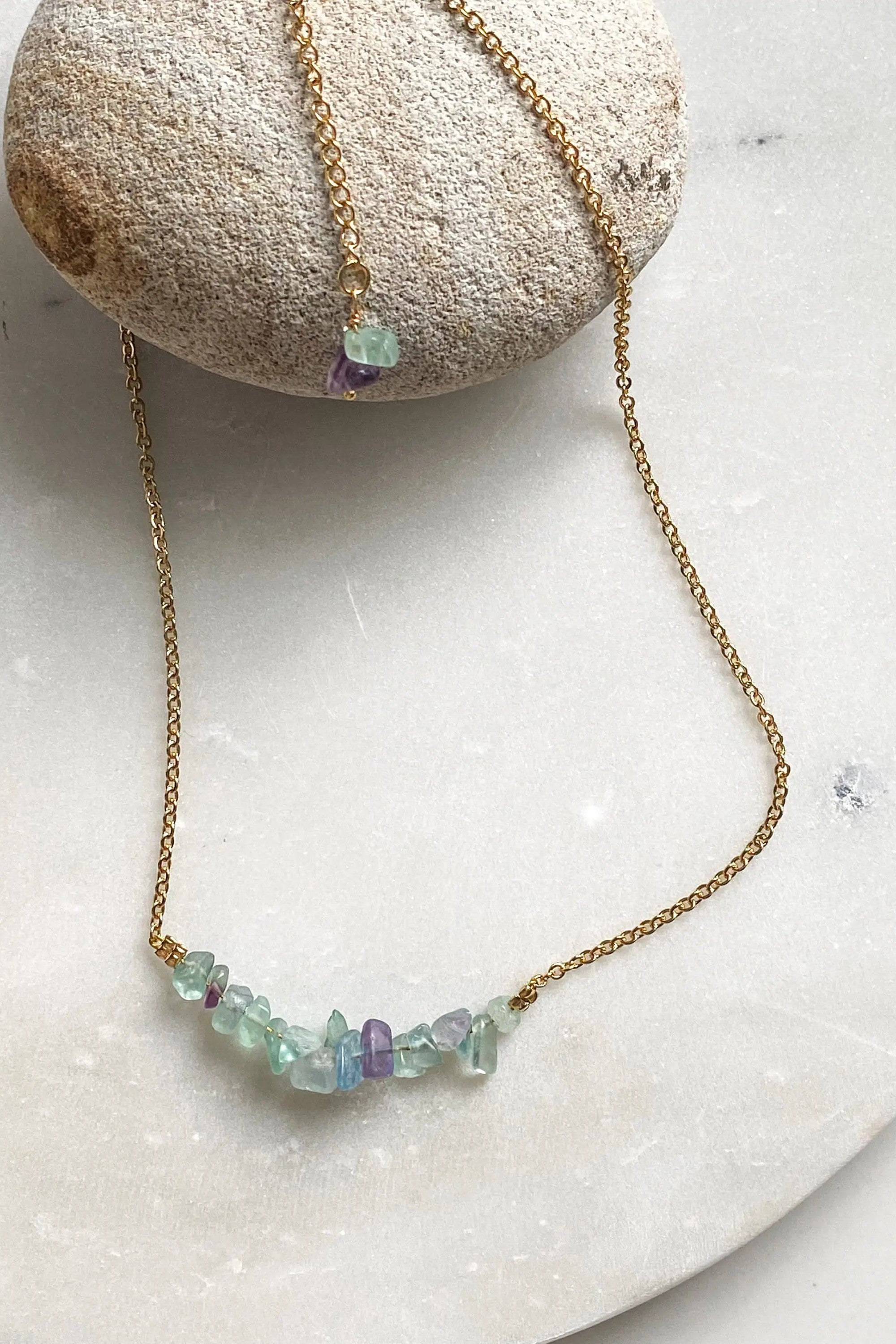 AFRODITA Jade Amethyst Fluorite necklace, Bar elegant necklace, womens jewelry, raw stone necklace, Birthstone gift, Collier Pierres