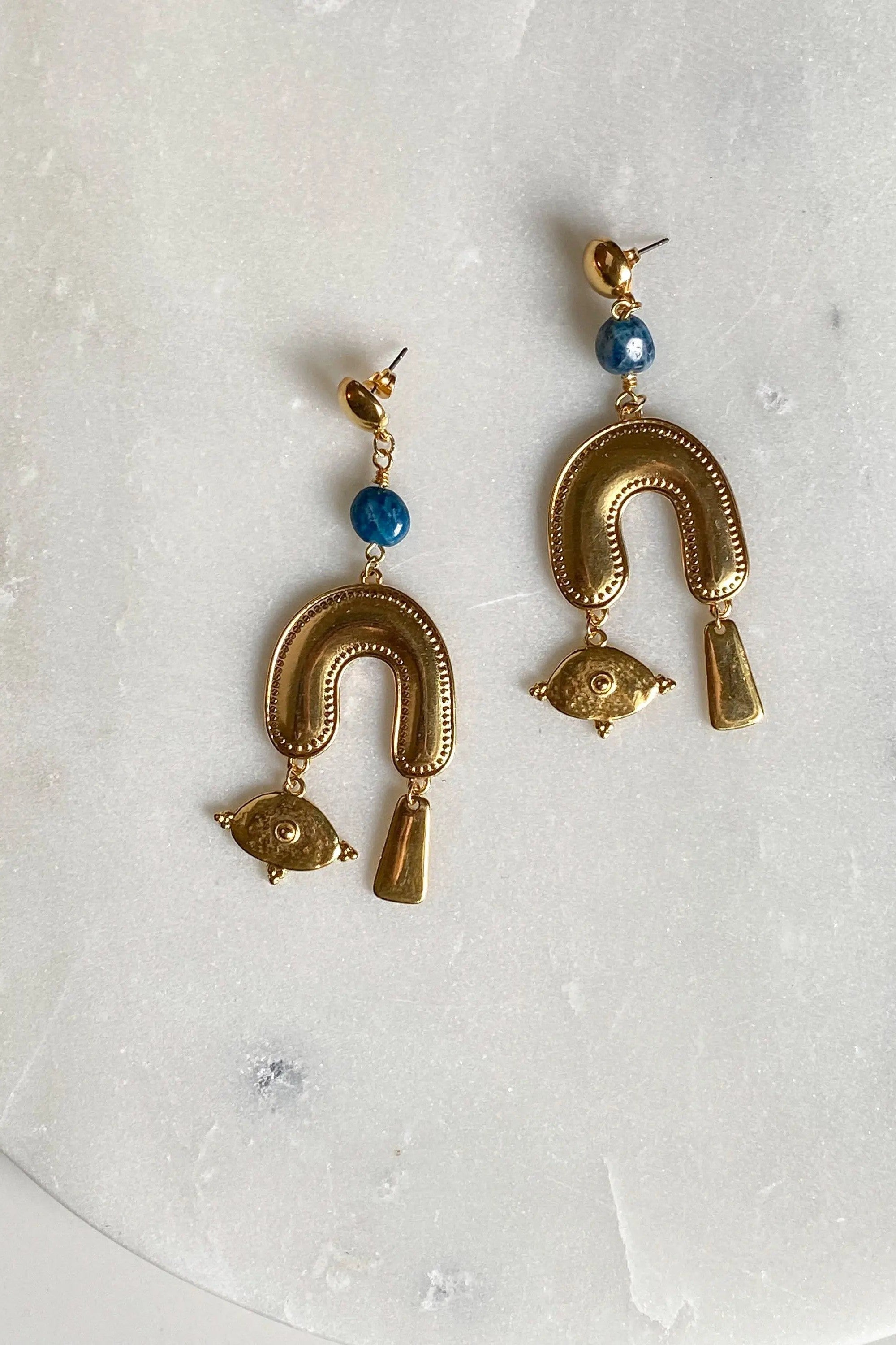 Gold Statement Earrings, Cute Gypsy earrings, Ancient chandelier earrings, Boho Agate Earrings, Boucles d'oreilles ethniques