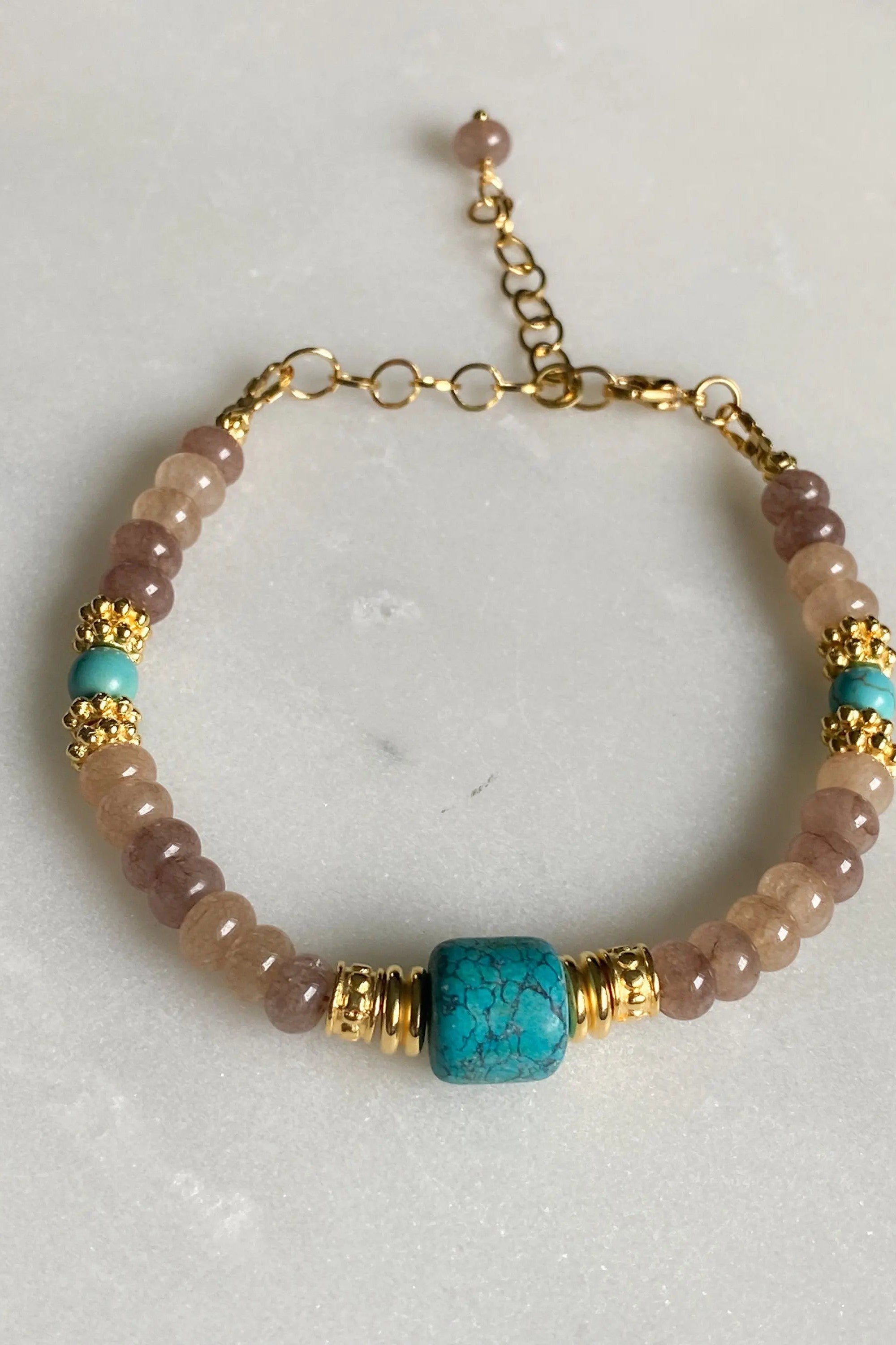 Brown Agate beaded bracelet with turquoise stone, Statement Heishi Surfers Bracelet, Boho chic bracelet femme, stackable bracelets