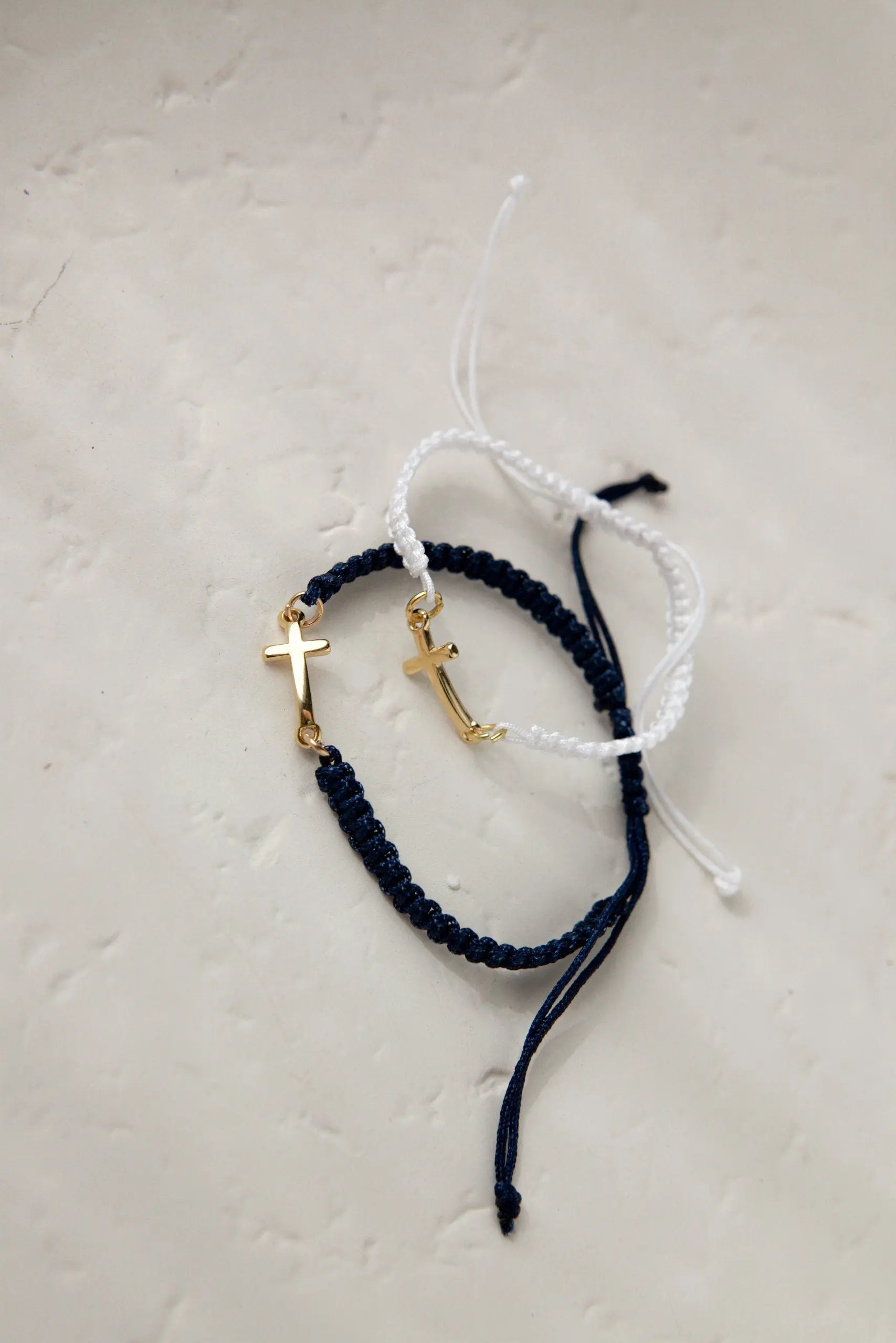Macrame braided Bracelet with gold religious motif, Gold Cross rope Bracelet, Boho chic women bracelet, 1st Communion gift