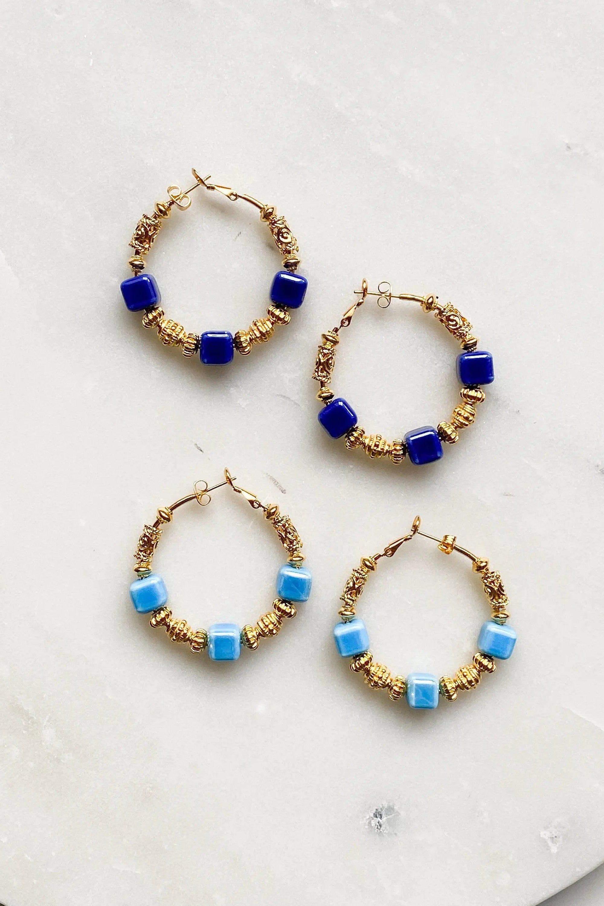 Boho Gypsy ethnic earrings, Unique Gold hoop earrings, Statement Dangle Earrings, Large hoops earrings, Boucles d'oreilles ethniques