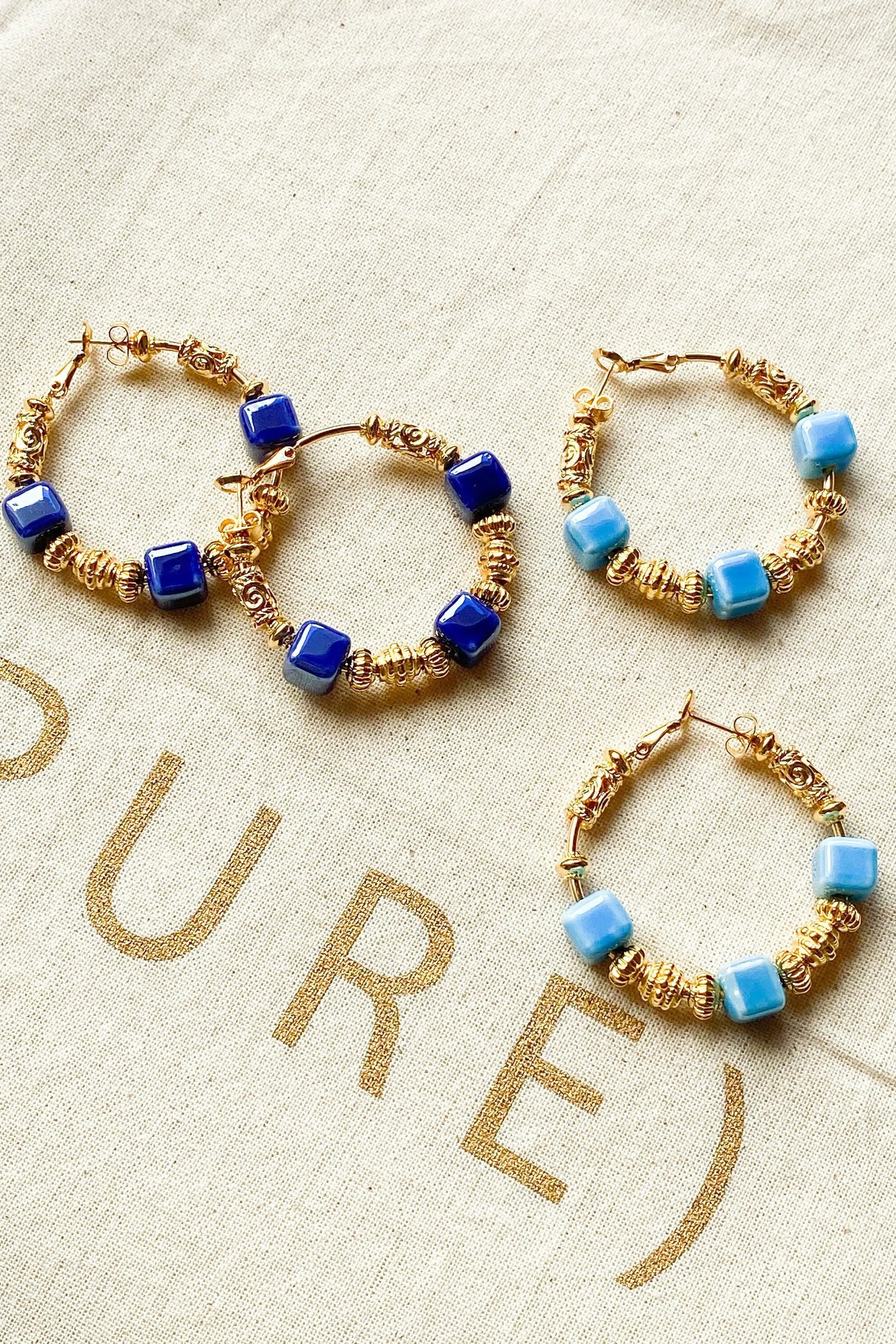 Boho Gypsy ethnic earrings, Unique Gold hoop earrings, Statement Dangle Earrings, Large hoops earrings, Boucles d'oreilles ethniques