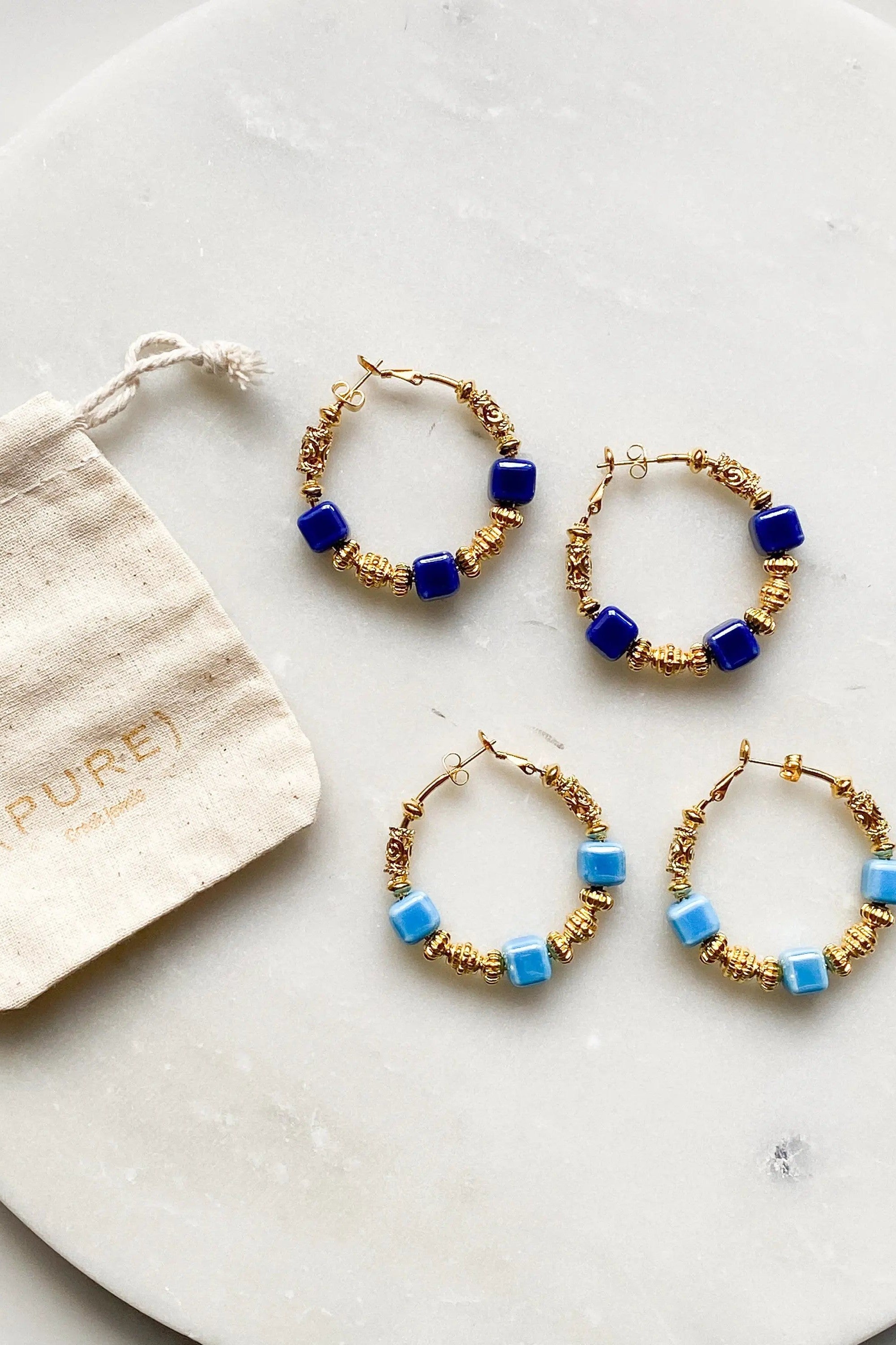 Boho Gypsy ethnic earrings, Unique Gold hoop earrings, Statement Dangle Earrings, Large hoops earrings, Boucles d'oreilles ethniques