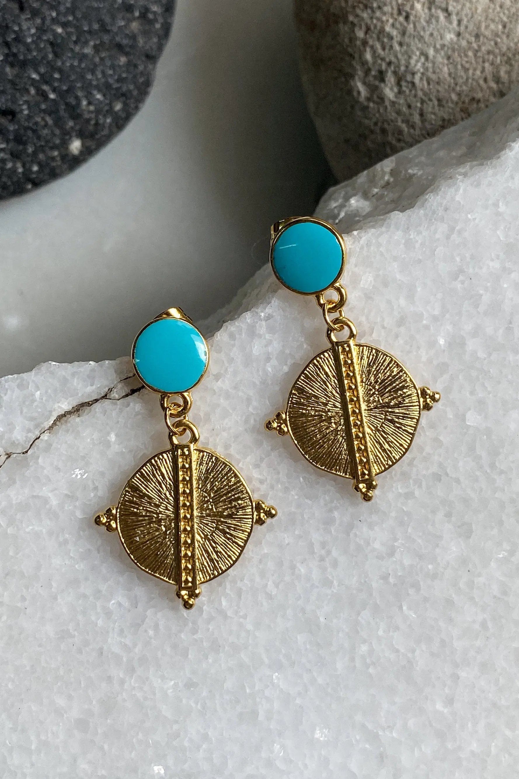 White Gold Boho earrings Gift for Mum Ancient Earrings Dangle Tribal Earring, Bijoux éthniques Boucles d'oreilles turquoise HERA