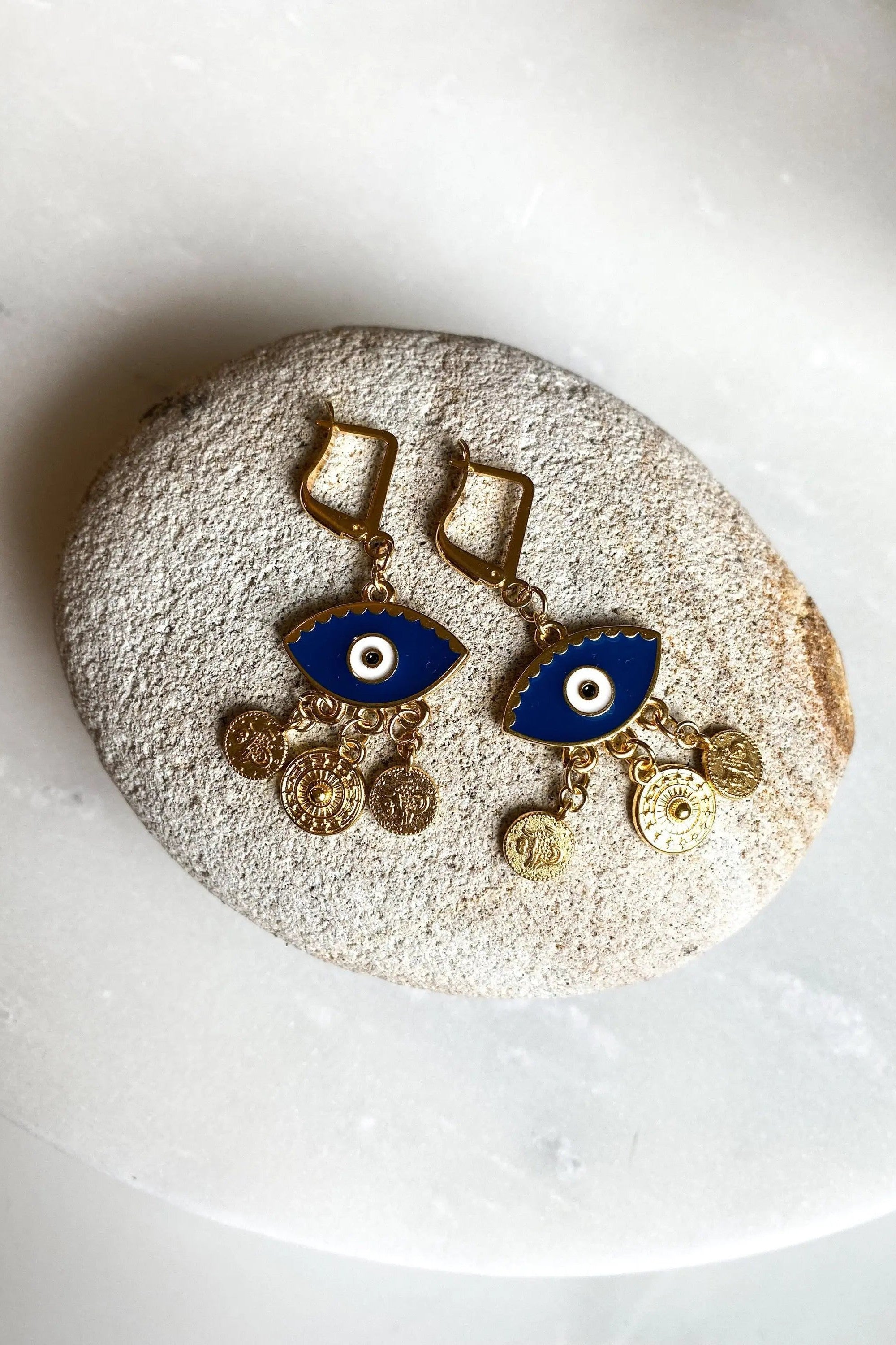 Cute evil eye earrings, Boho Coin Earrings, Bijoux ethniques et artisanaux, Ancient Greek Earrings, Tribal dangle earrings, Best Friend Gift