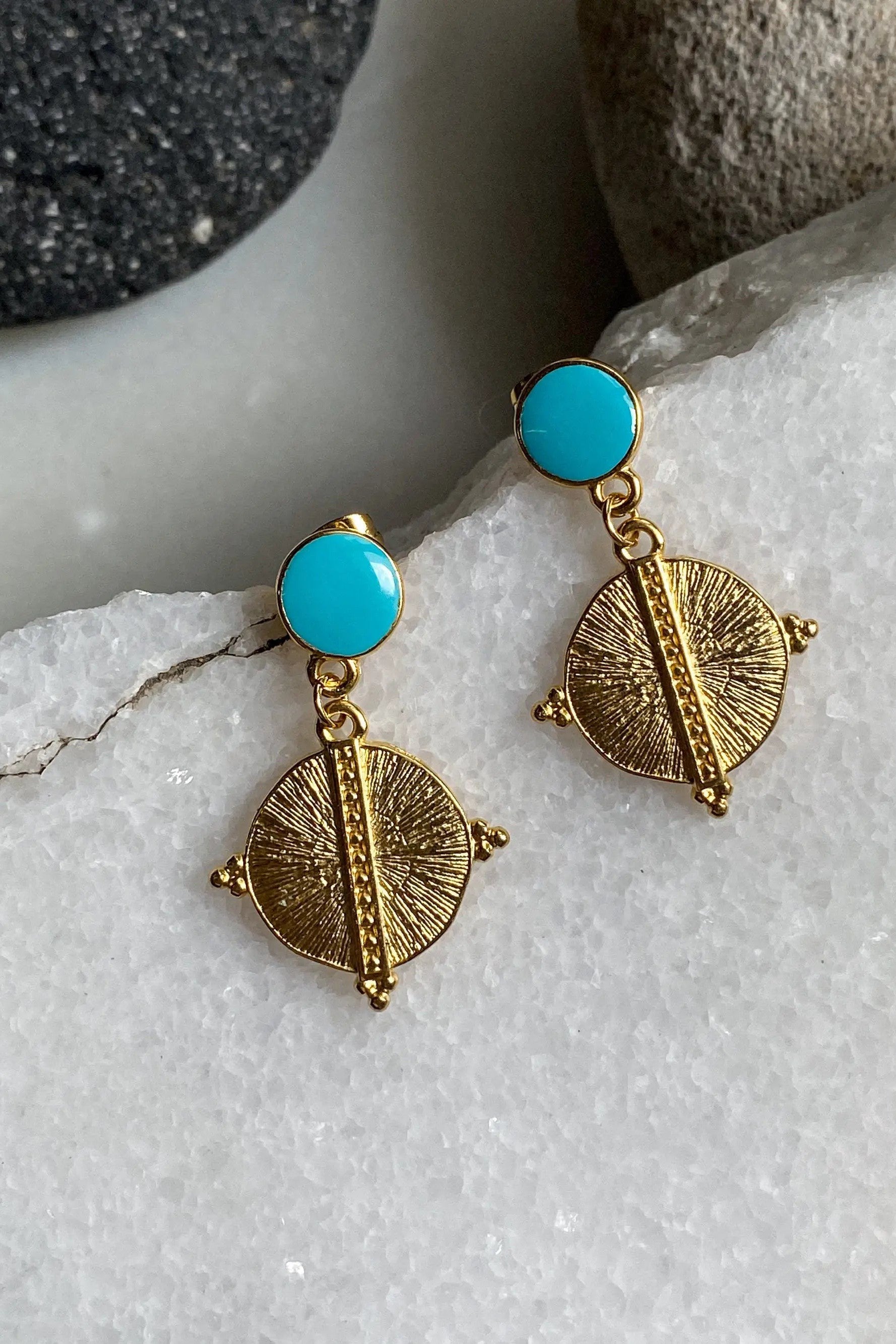 White Gold Boho earrings Gift for Mum Ancient Earrings Dangle Tribal Earring, Bijoux éthniques Boucles d'oreilles turquoise HERA