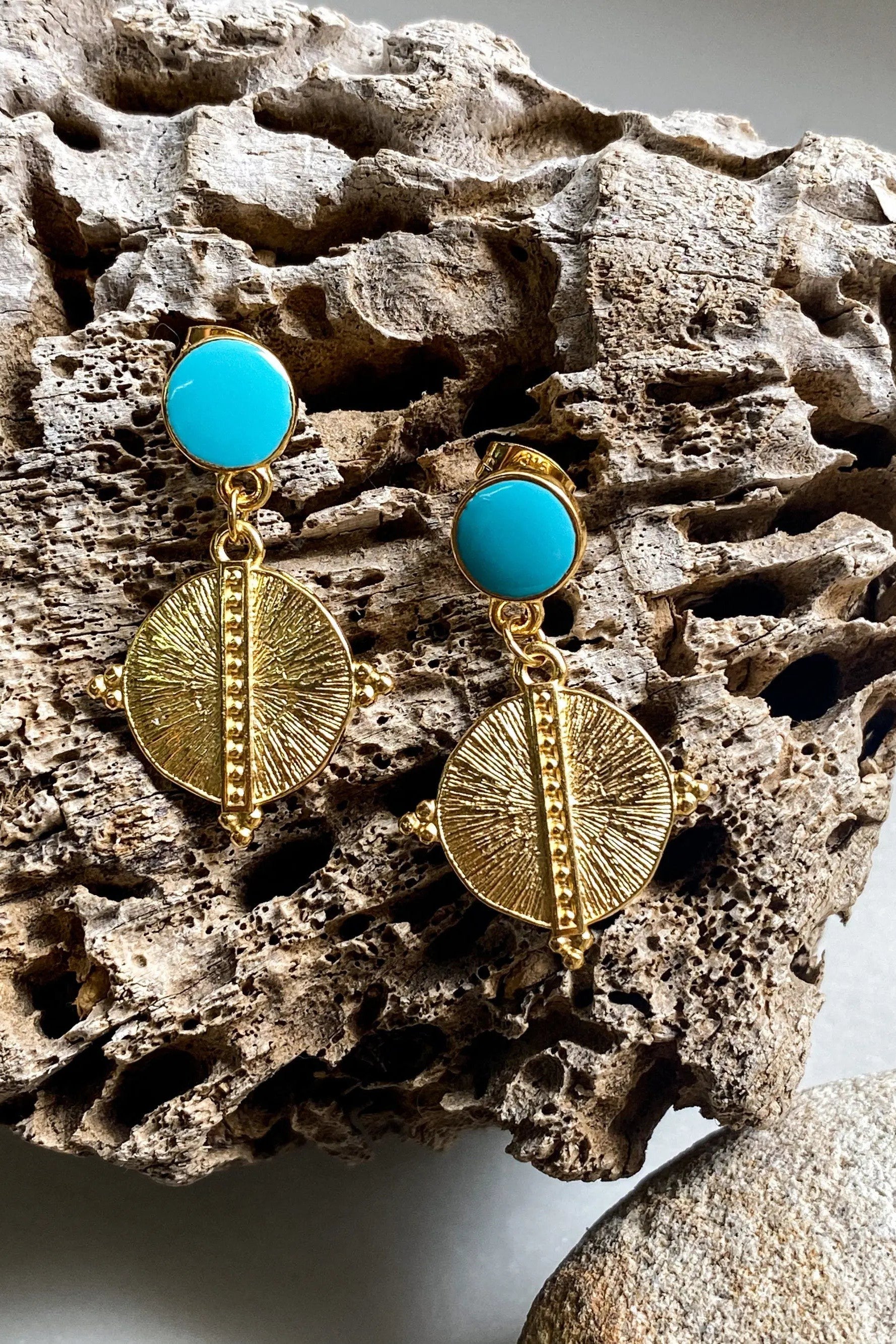 White Gold Boho earrings Gift for Mum Ancient Earrings Dangle Tribal Earring, Bijoux éthniques Boucles d'oreilles turquoise HERA