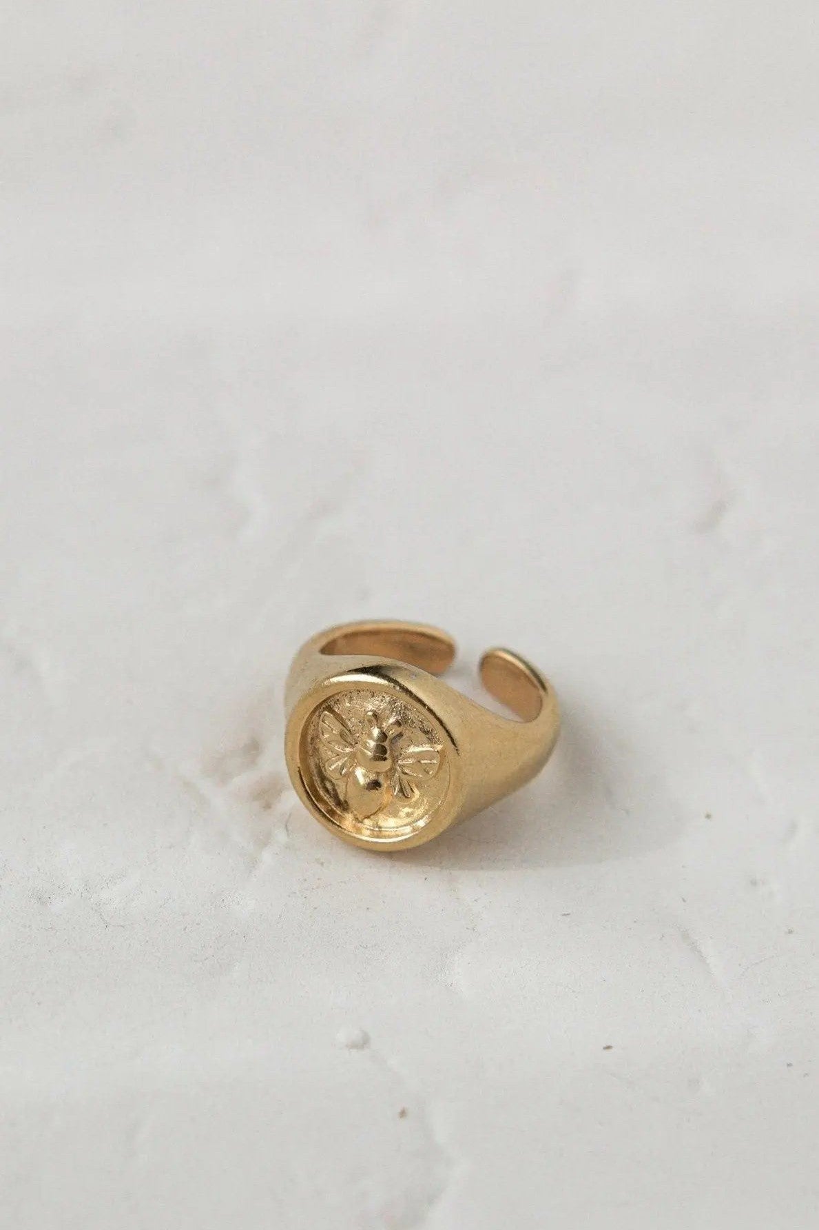 Bee Greek Stamp ring, Grecian Coin ring for women, Ethnic Boho Ring, Gold adjustable ring, 24K Gold plated ring, Greek jewelry