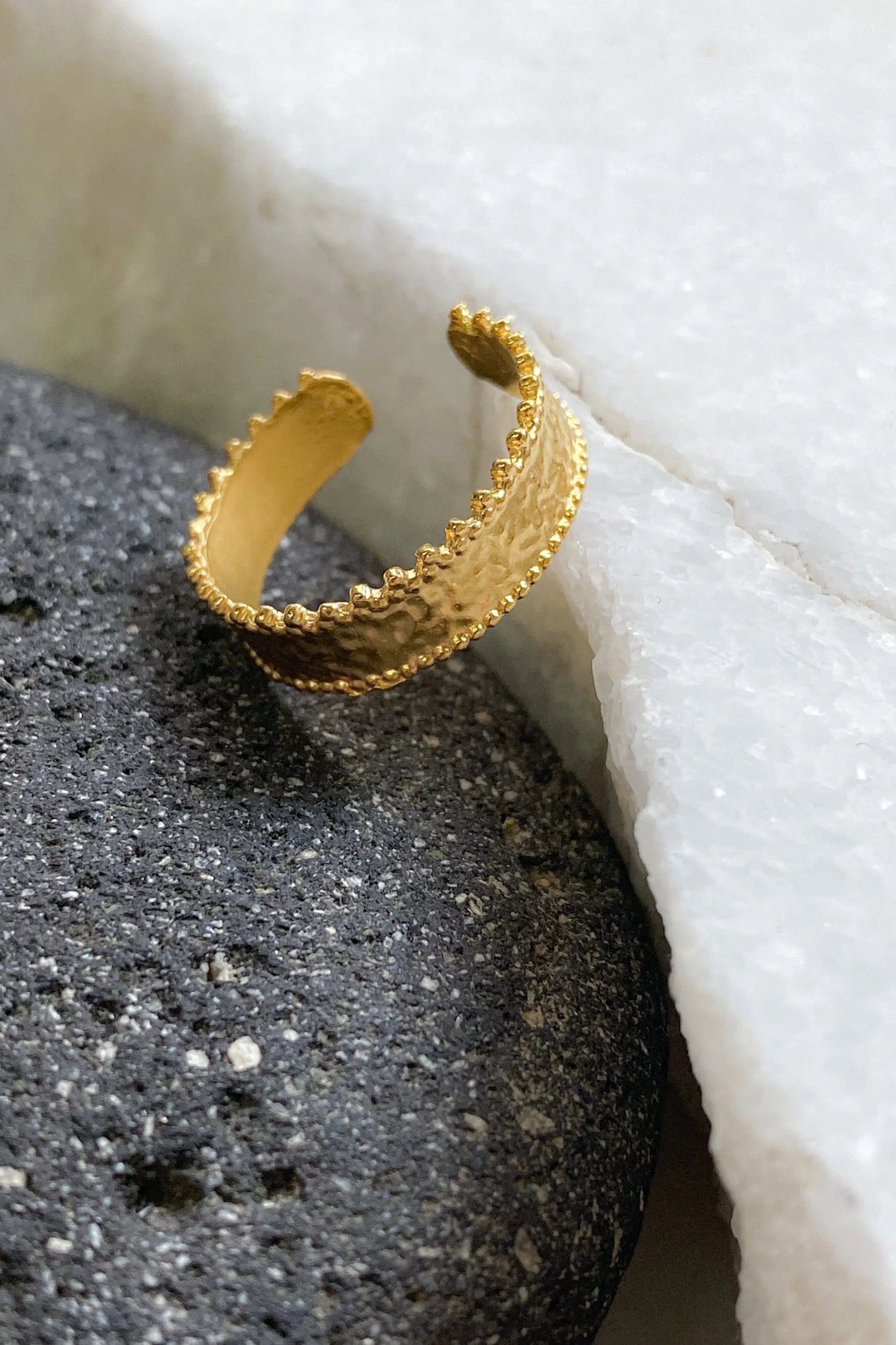 Gold dainty ring with lace edges, Flat band ring, Boho Stackable adjust ring, Ancient style ring, Delicate RING, Gift for her