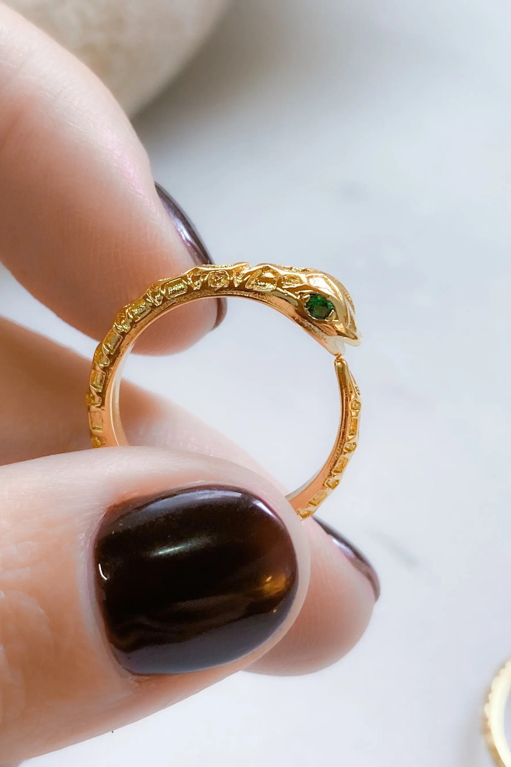 Gold Snake RING, Vintage Serpent Ring, Gothic thin Snake Ring, 24K Gold filled ring for women, Delicate Modern Ring, Gothic Snake Ring