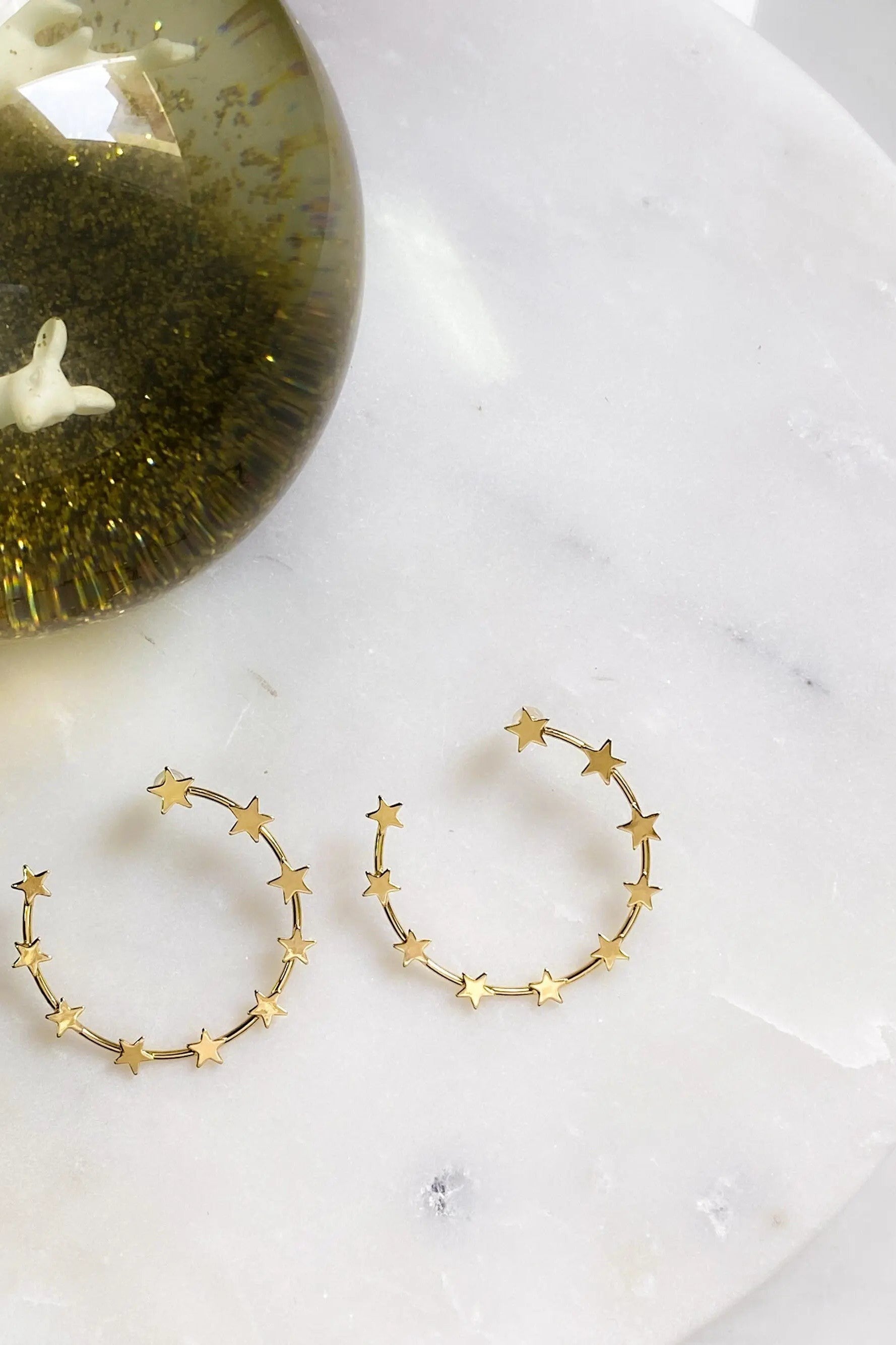 Gold Star Earring hoops, Boho Gypsy earrings, Unique Gold hoop earrings, Oversize and lightweight hoops earrings, Winter jewelry