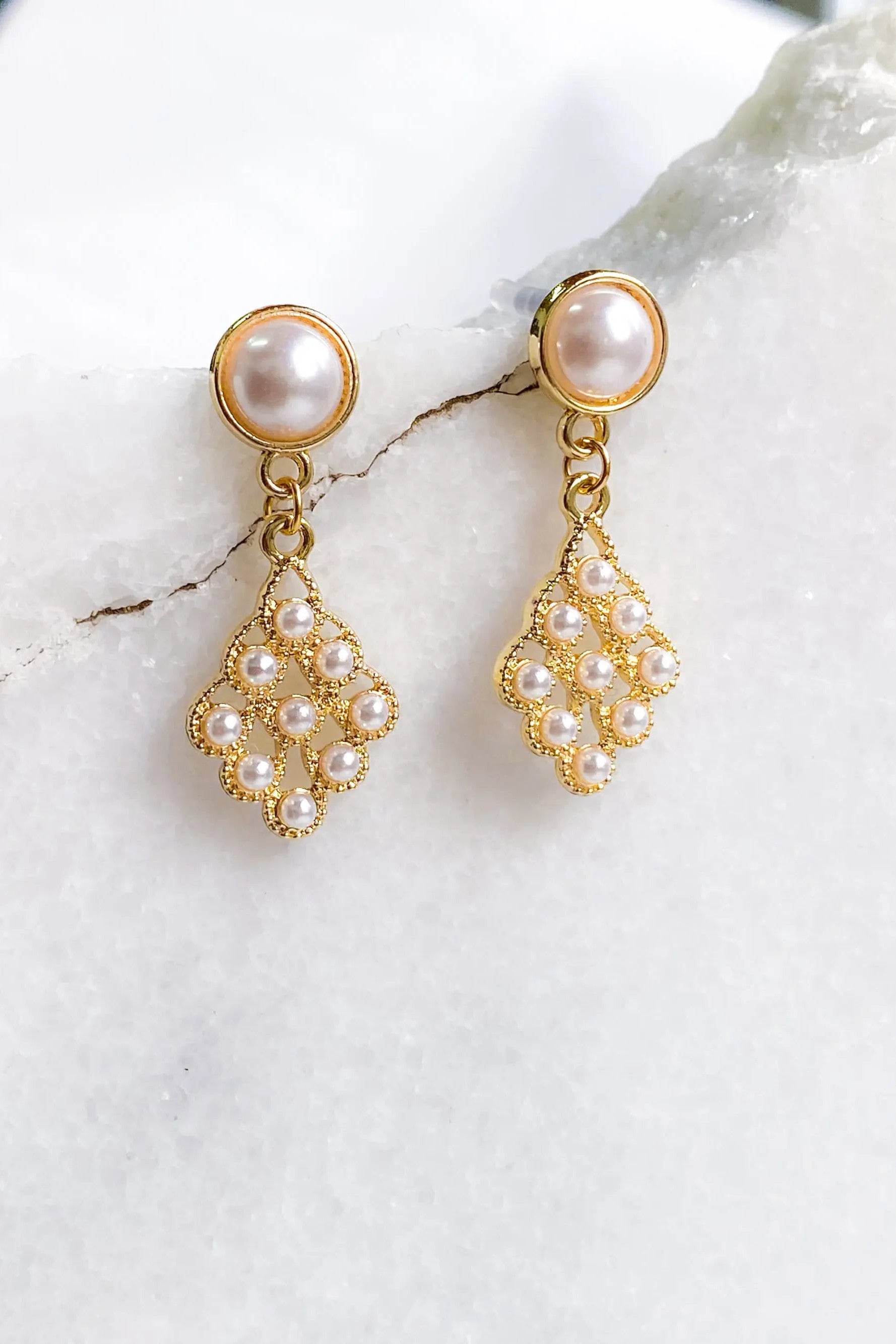 Pearl jewelry set, Pearl necklace and earrings set, Pearl drop earrings, Dainty pearl charm necklace, wedding jewelry set, Gift for her
